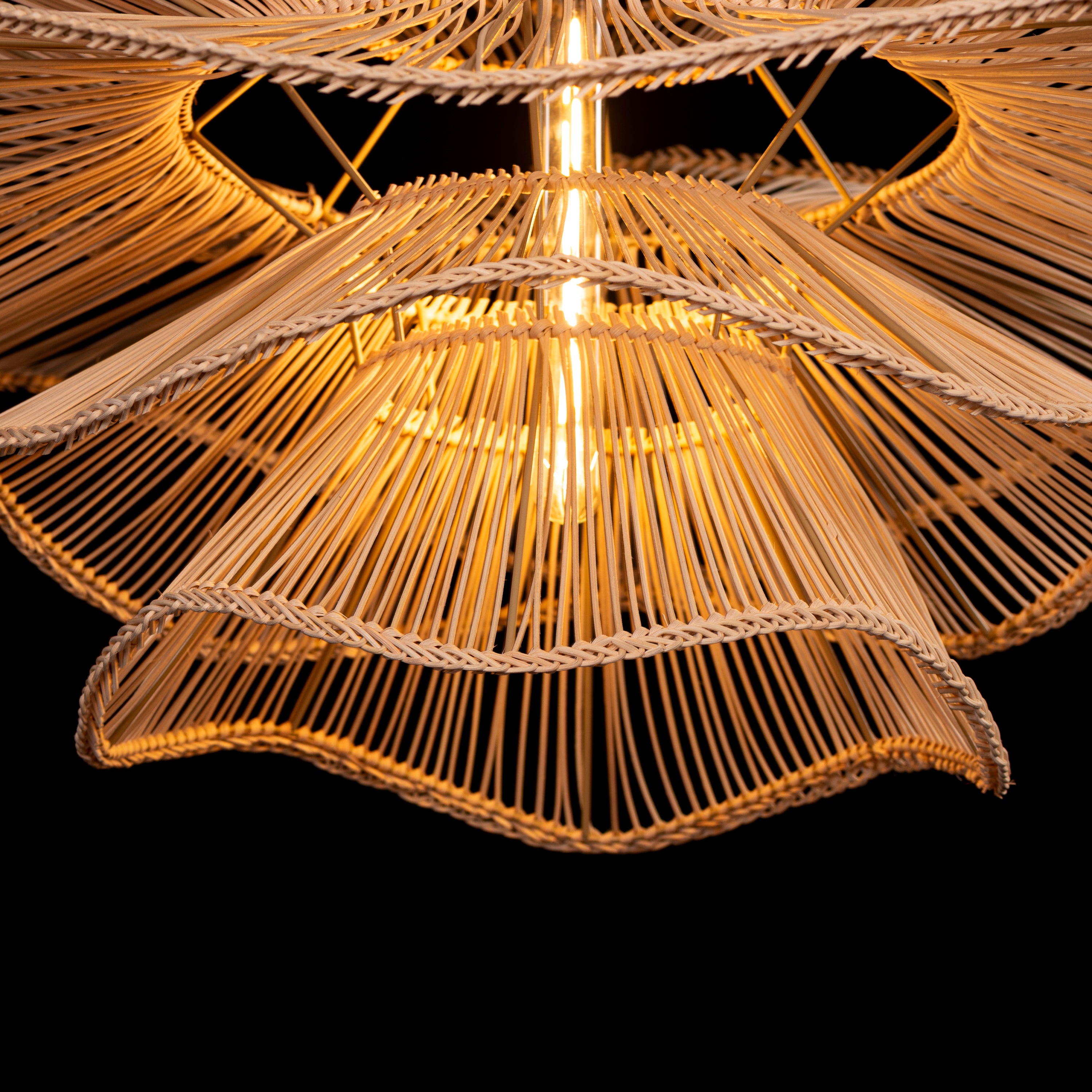 Seashell Whisper (Beige) Rattan Chandelier