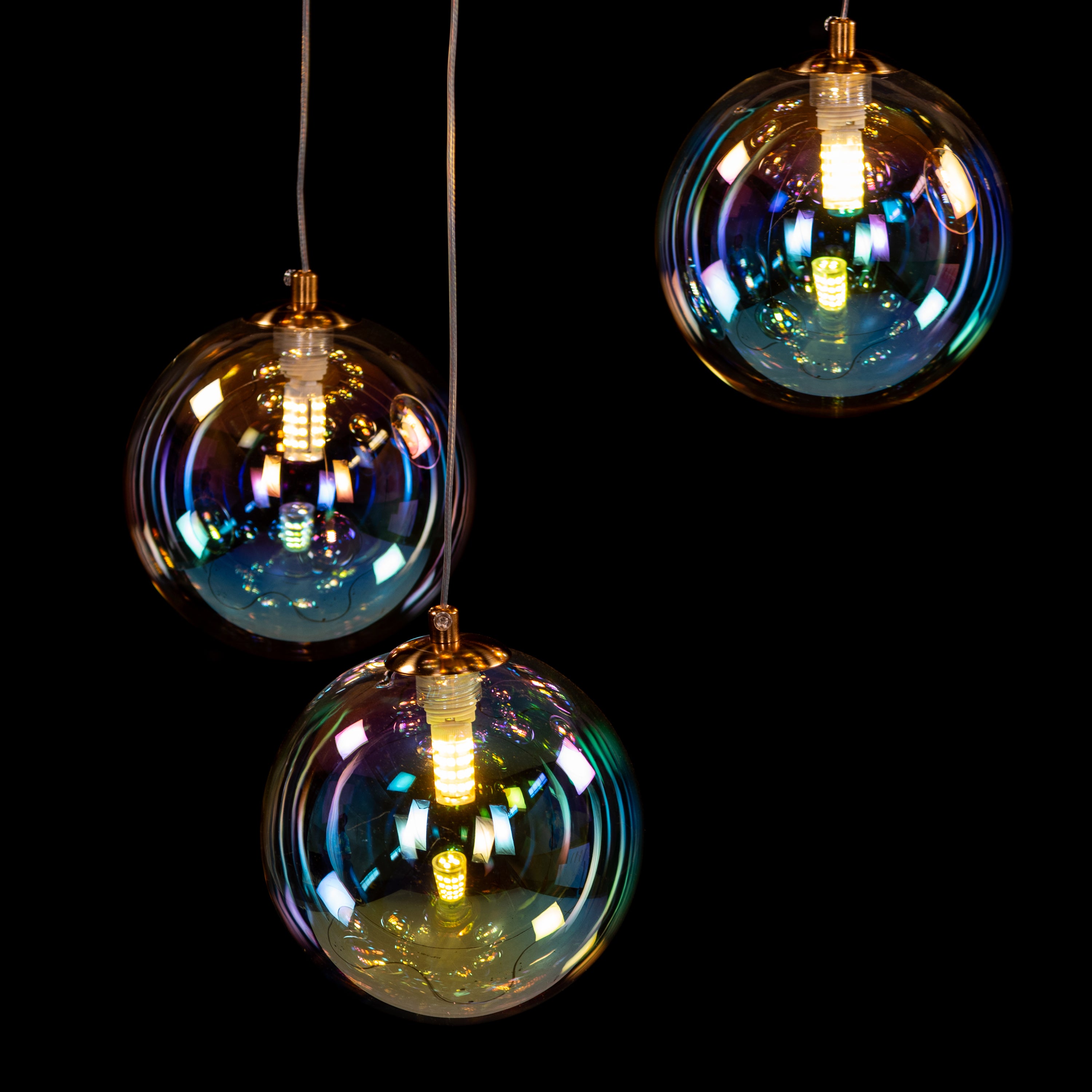 Cosmic Trails (Gold, Clear) Iridescent Double Height Chandelier