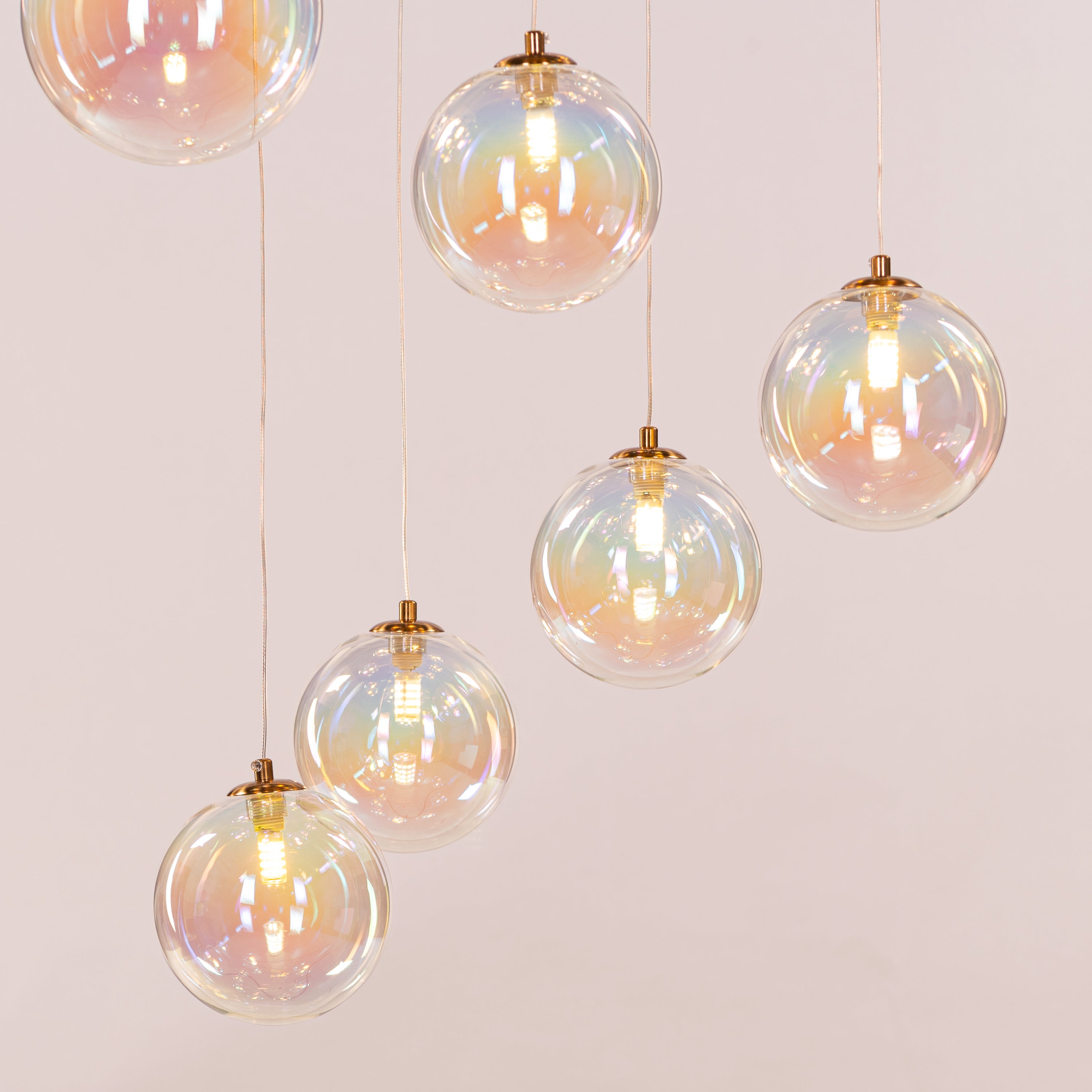 Cosmic Trails (Gold, Clear) Iridescent Double Height Chandelier