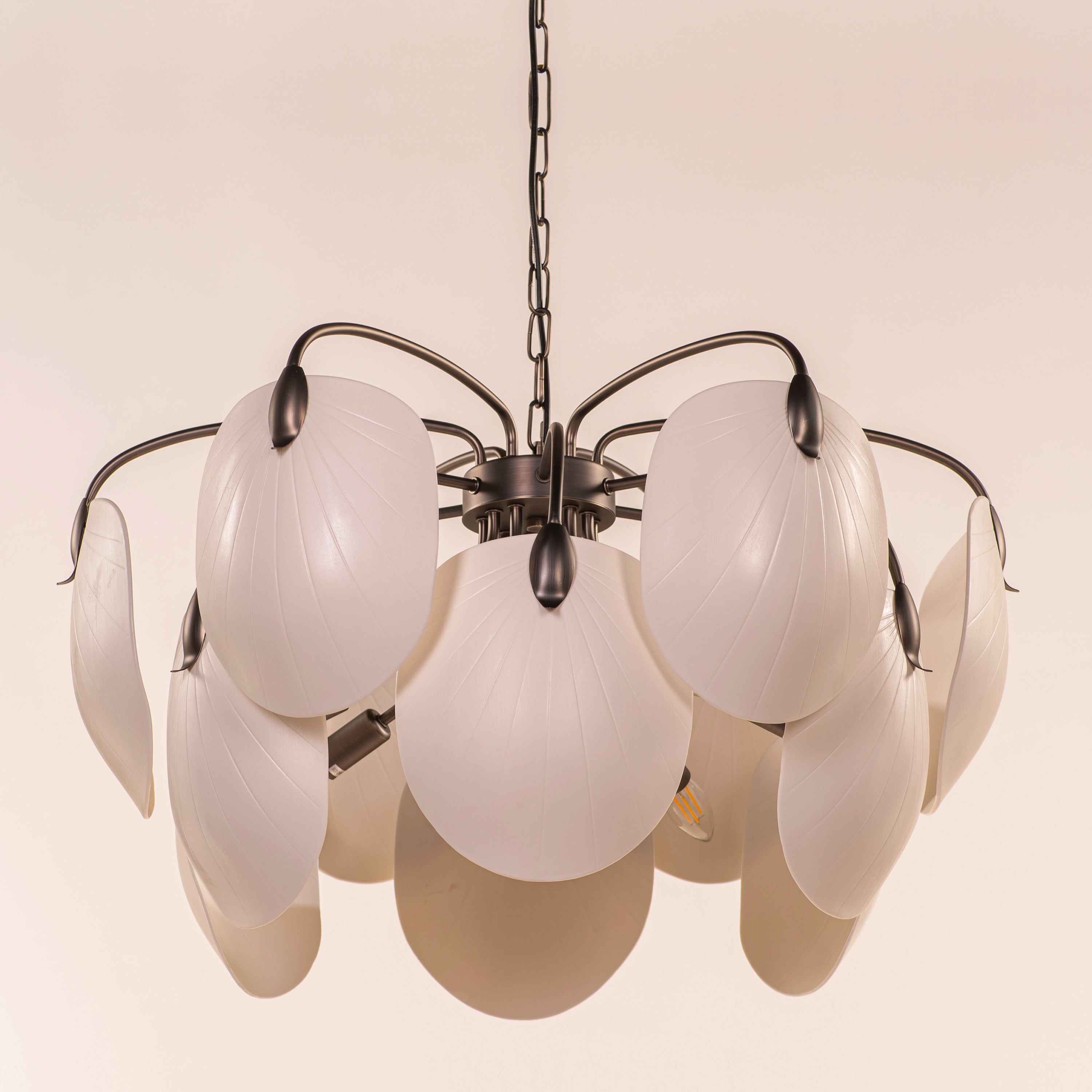 Petaline (Round, Brown, White) Ceramic Chandelier
