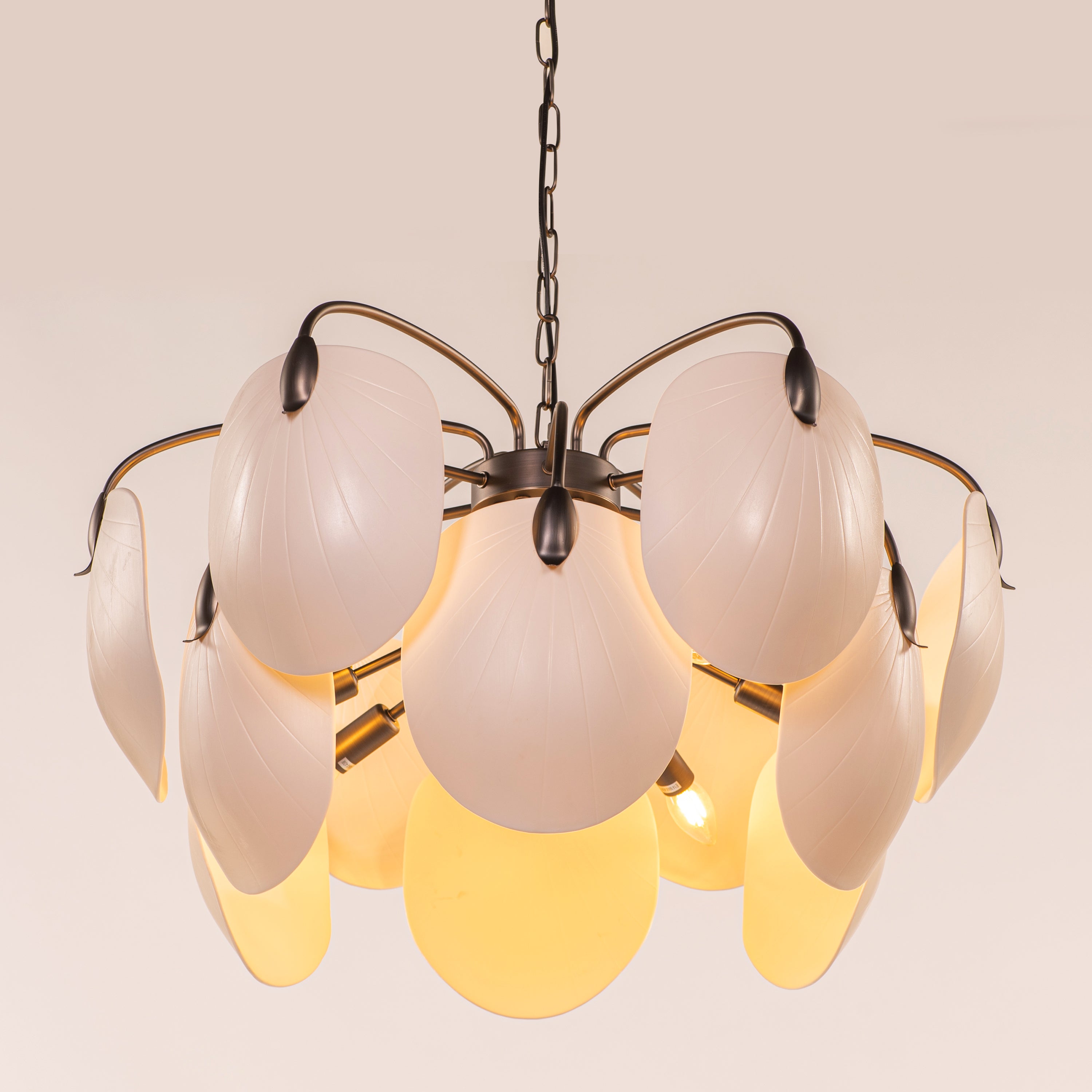 Petaline (Round, Brown, White) Ceramic Chandelier