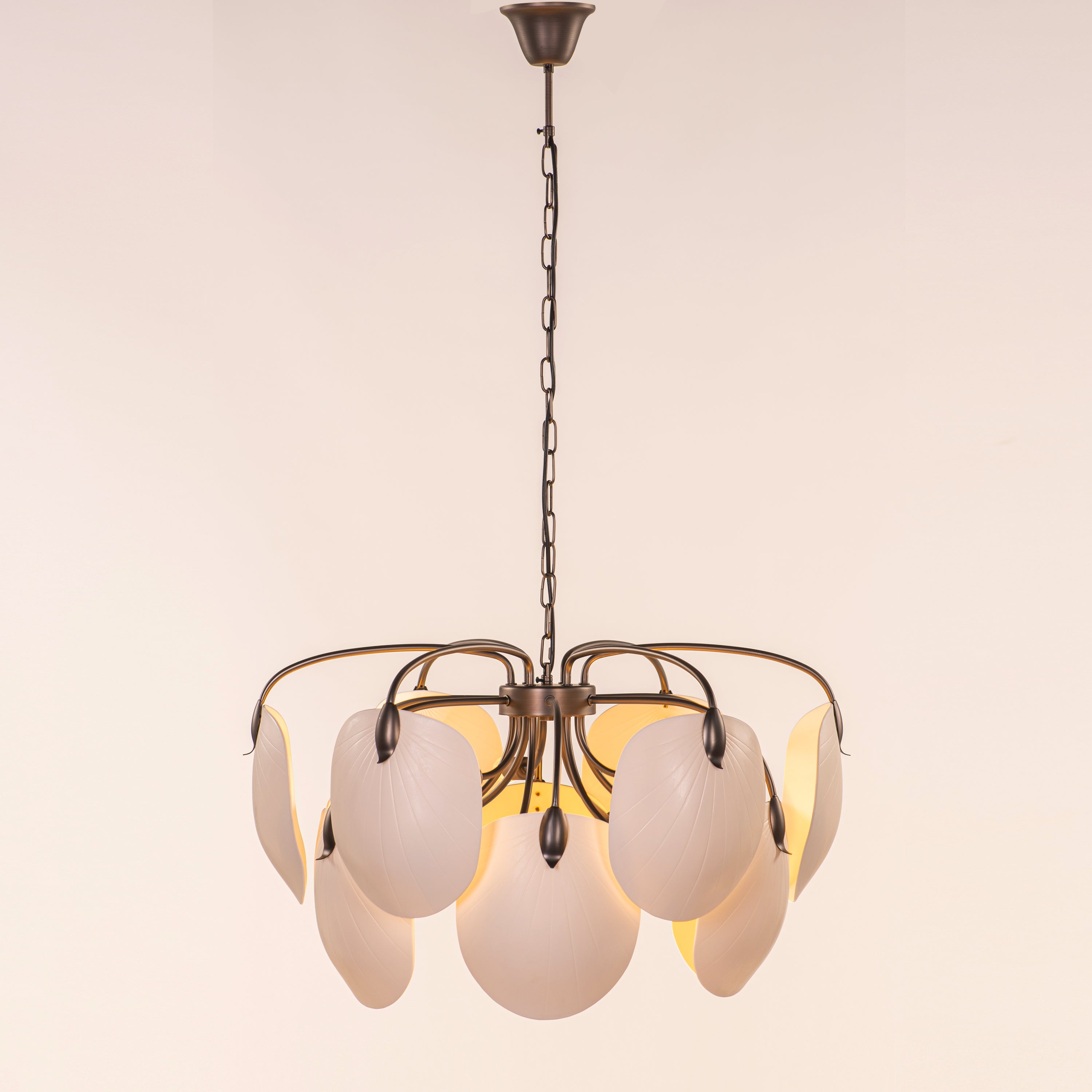 Petaline (Round, Brown, White) Ceramic Chandelier