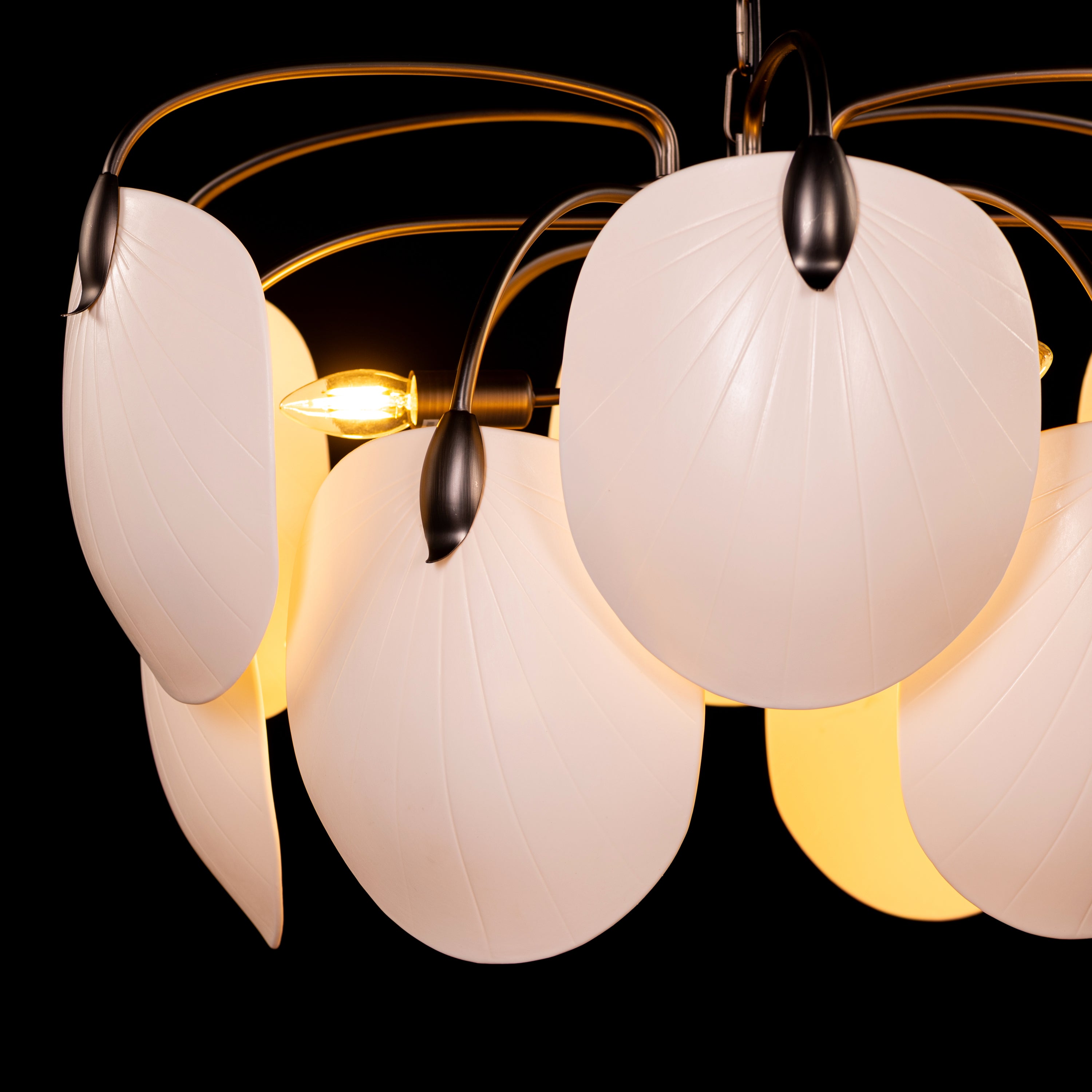 Petaline (Round, Brown, White) Ceramic Chandelier