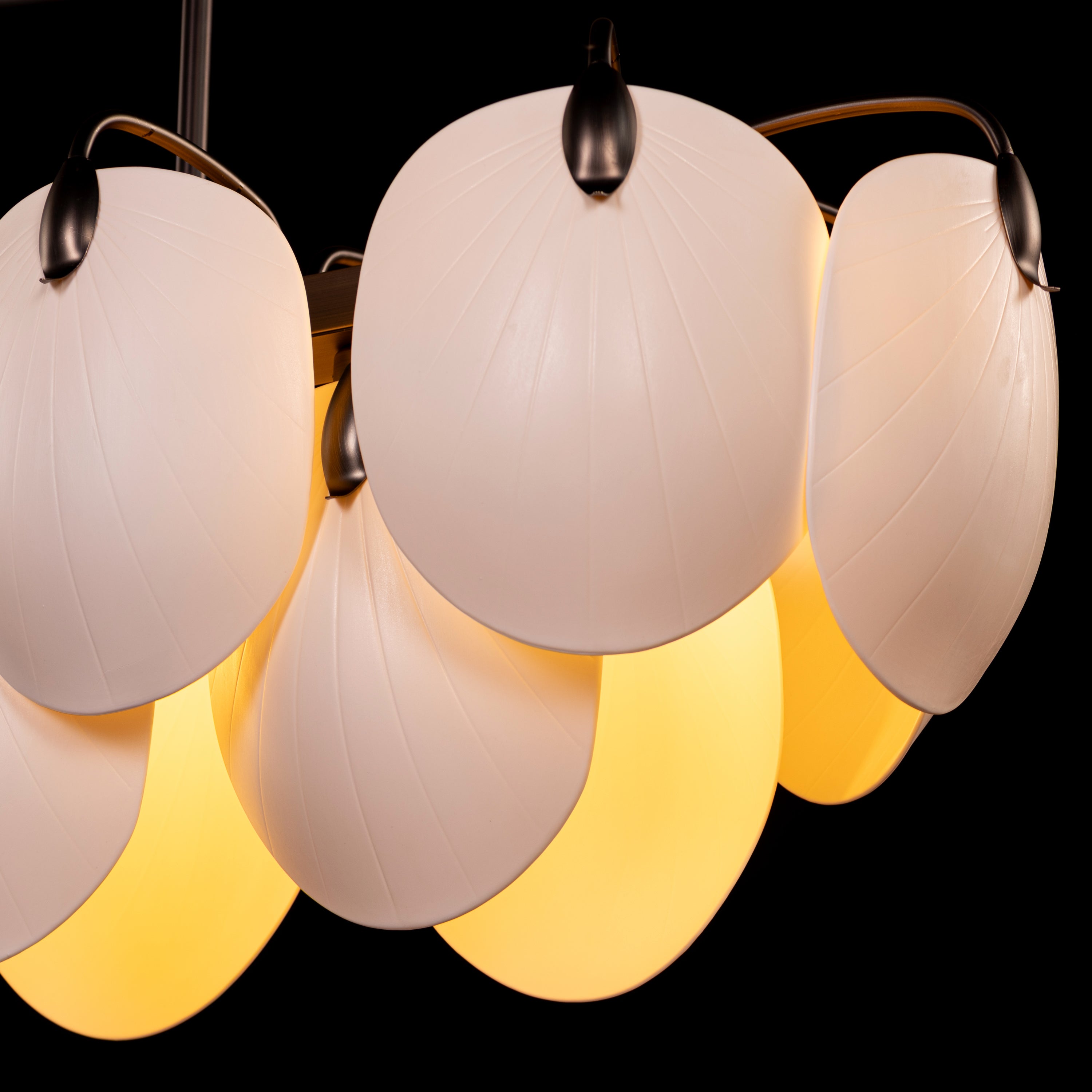 Petaline (Long, Brown, White) Ceramic Chandelier