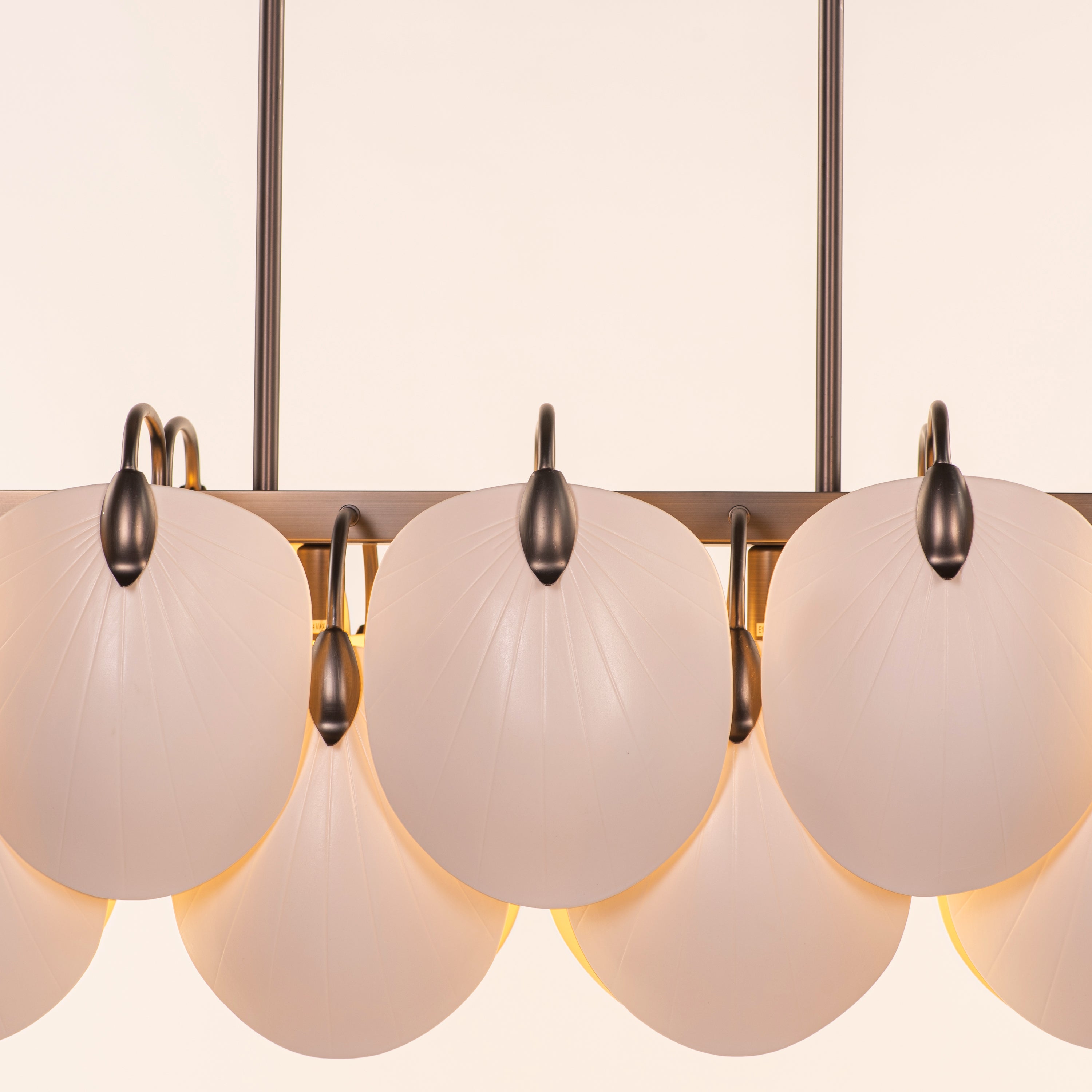 Petaline (Long, Brown, White) Ceramic Chandelier