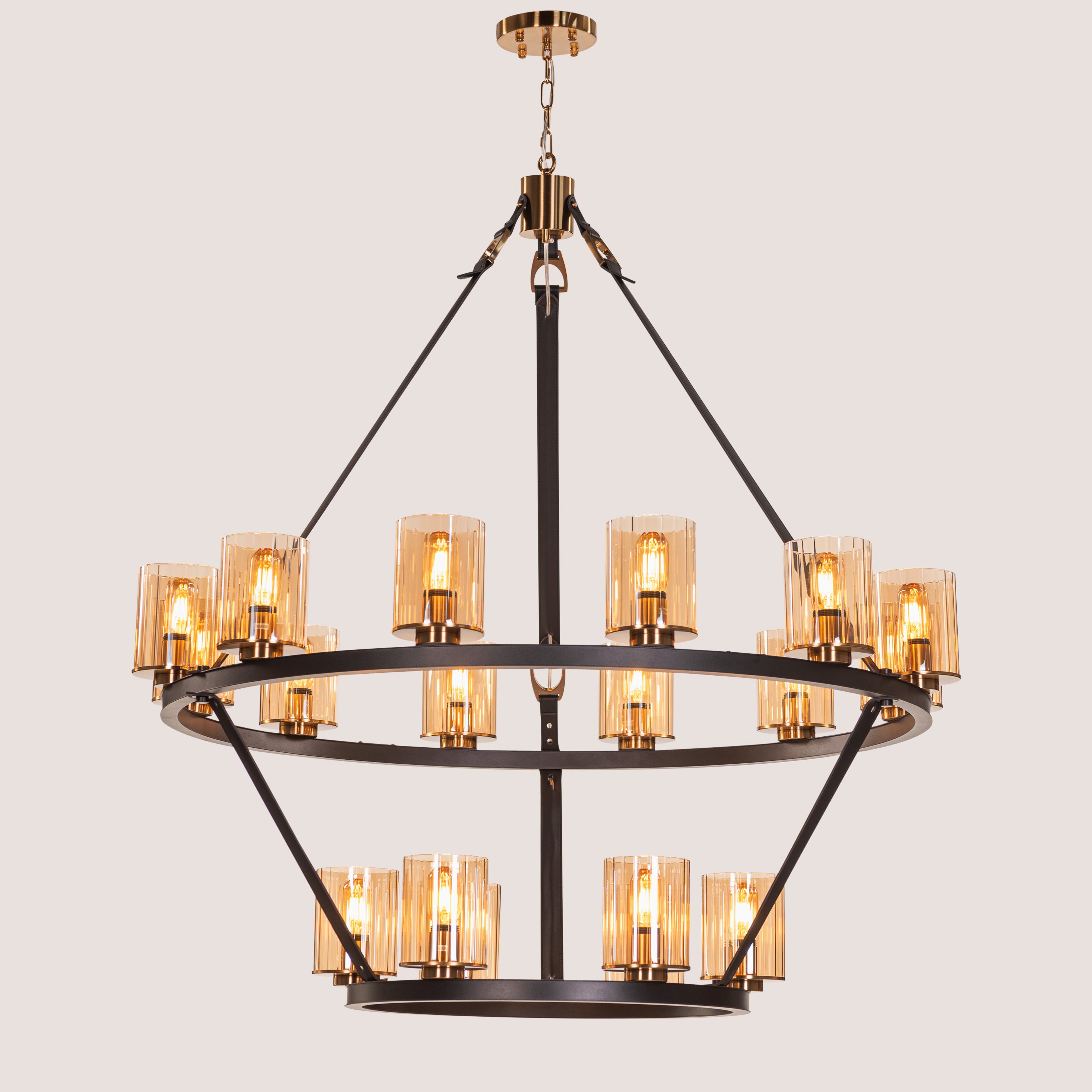 Belgravia Assembly (Black, Gold, Amber) Leather Chandelier