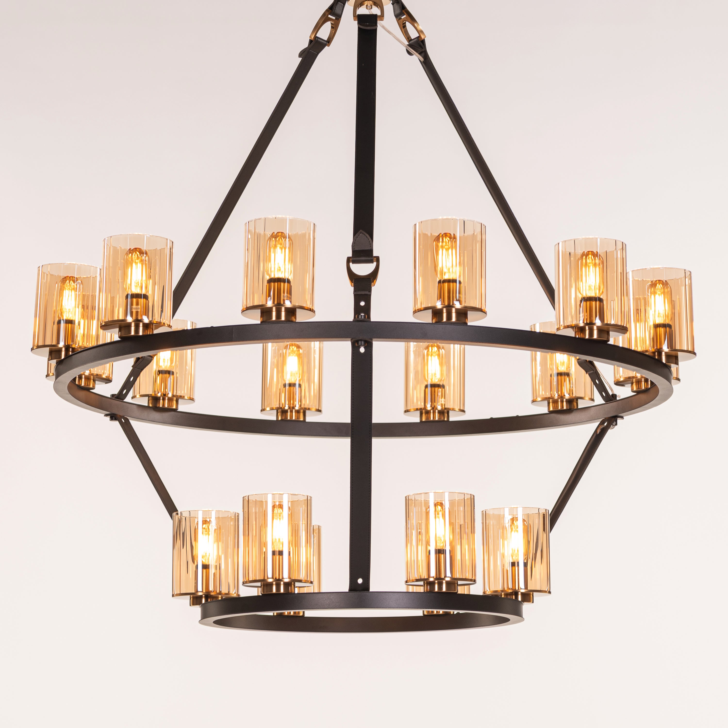 Belgravia Assembly (Black, Gold, Amber) Leather Chandelier