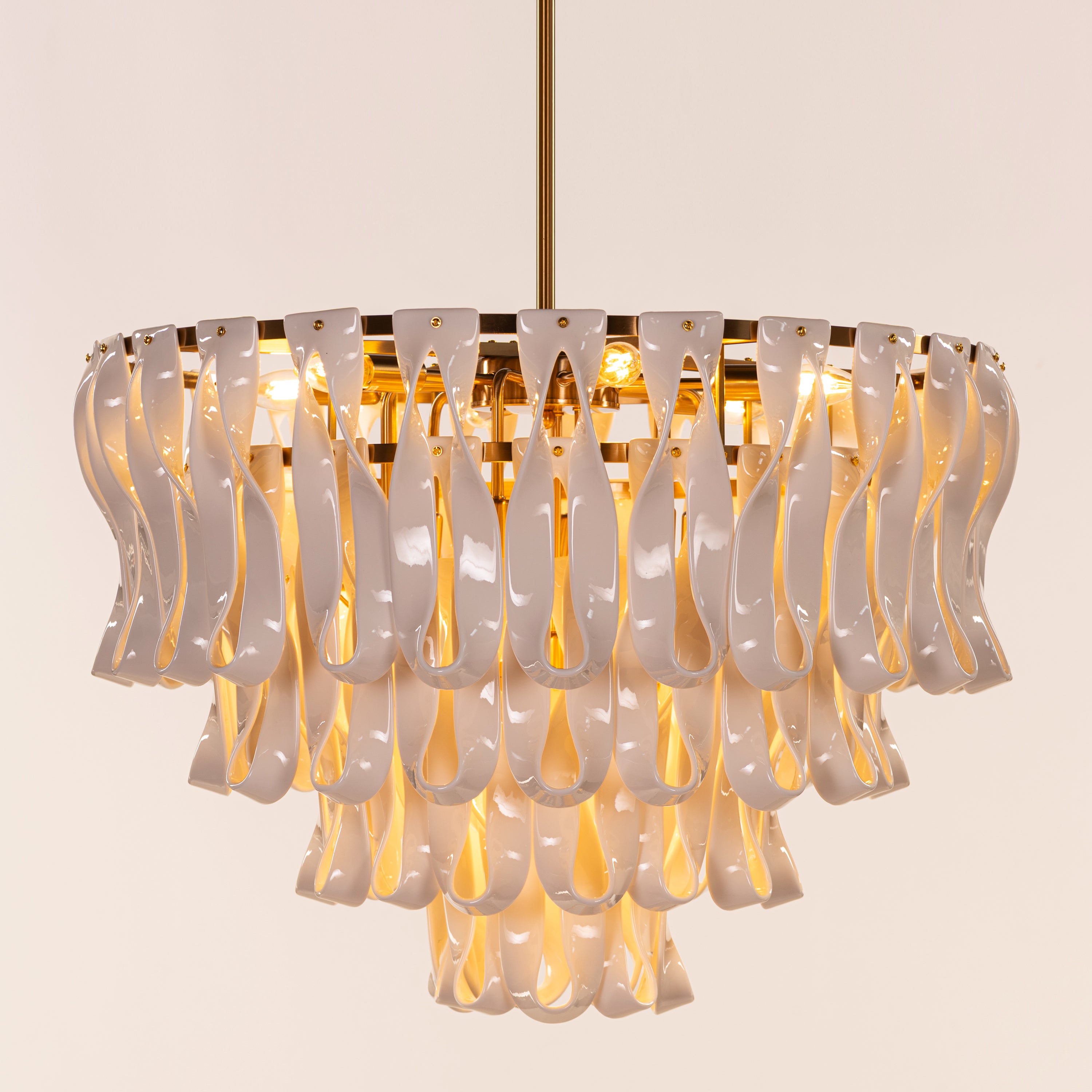 Vera (Round, Gold, White) Ceramic Chandelier