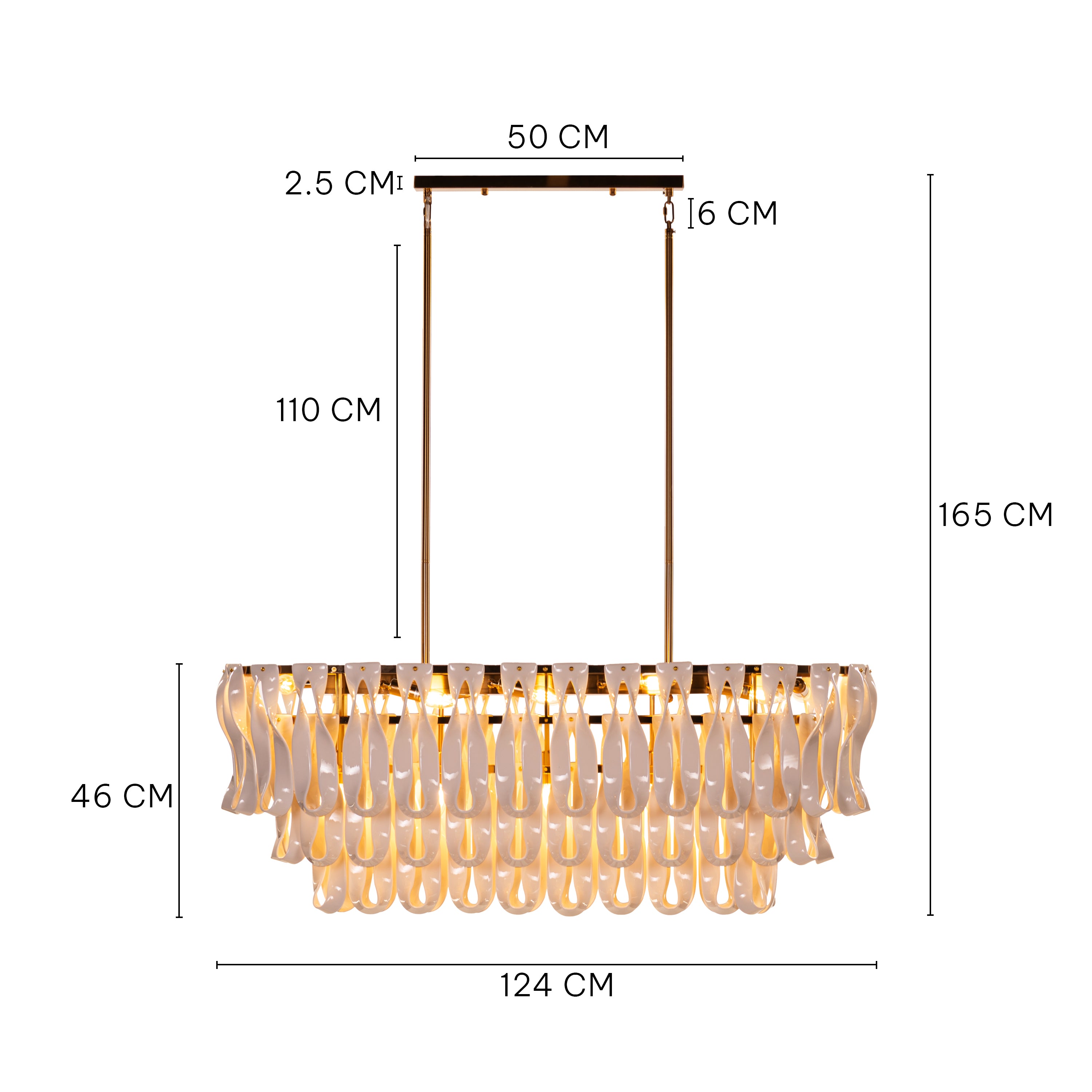 Vera (Long, Gold, White) Ceramic Chandelier