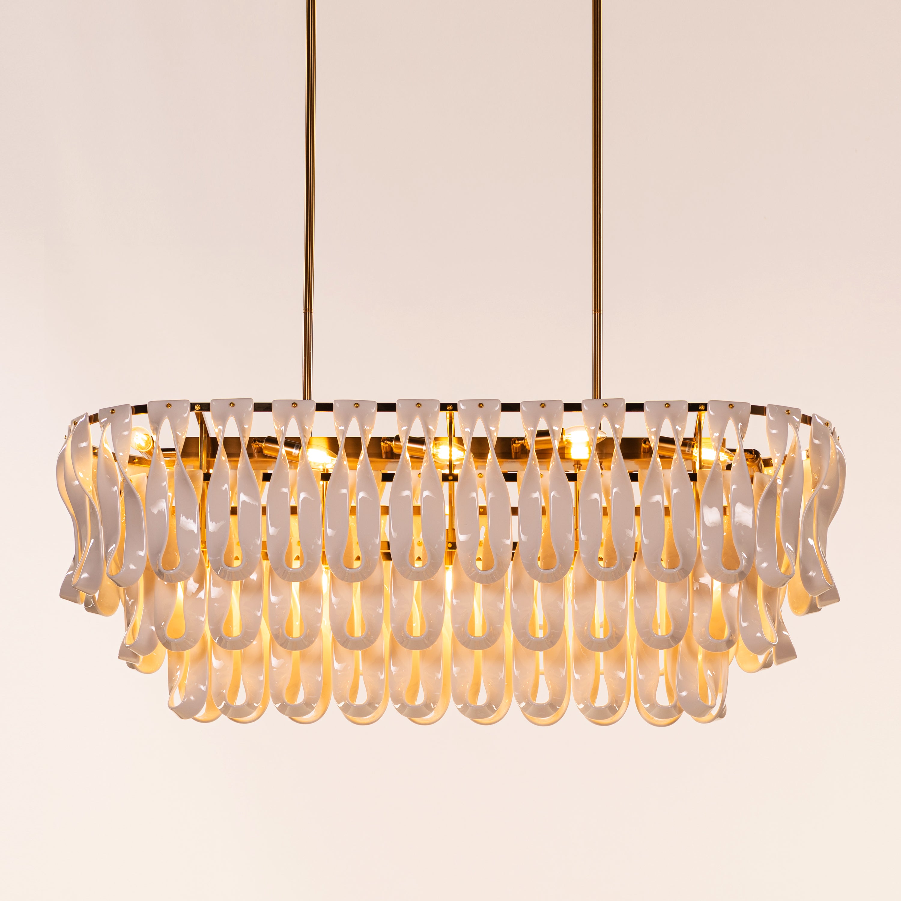Vera (Long, Gold, White) Ceramic Chandelier