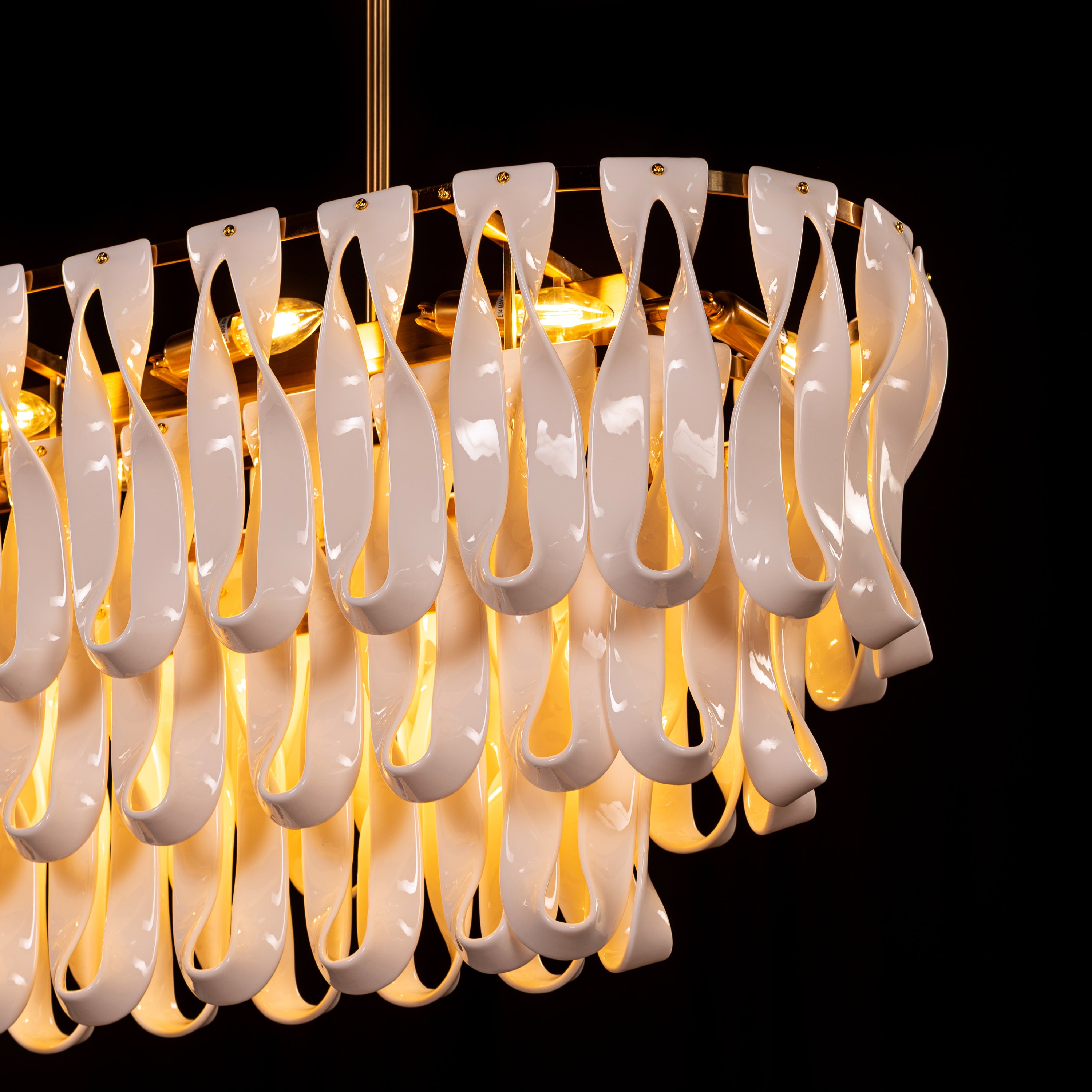 Vera (Long, Gold, White) Ceramic Chandelier