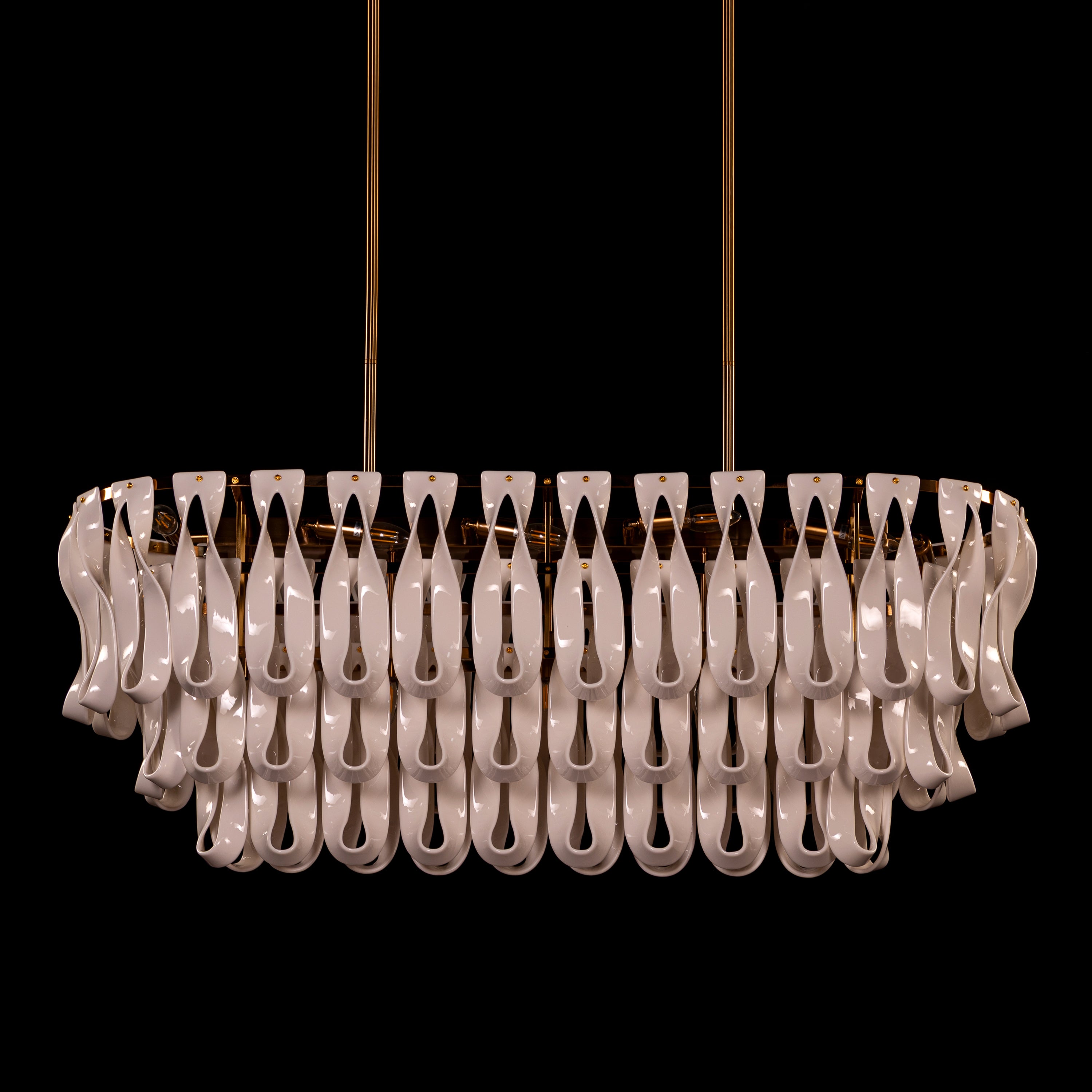 Vera (Long, Gold, White) Ceramic Chandelier