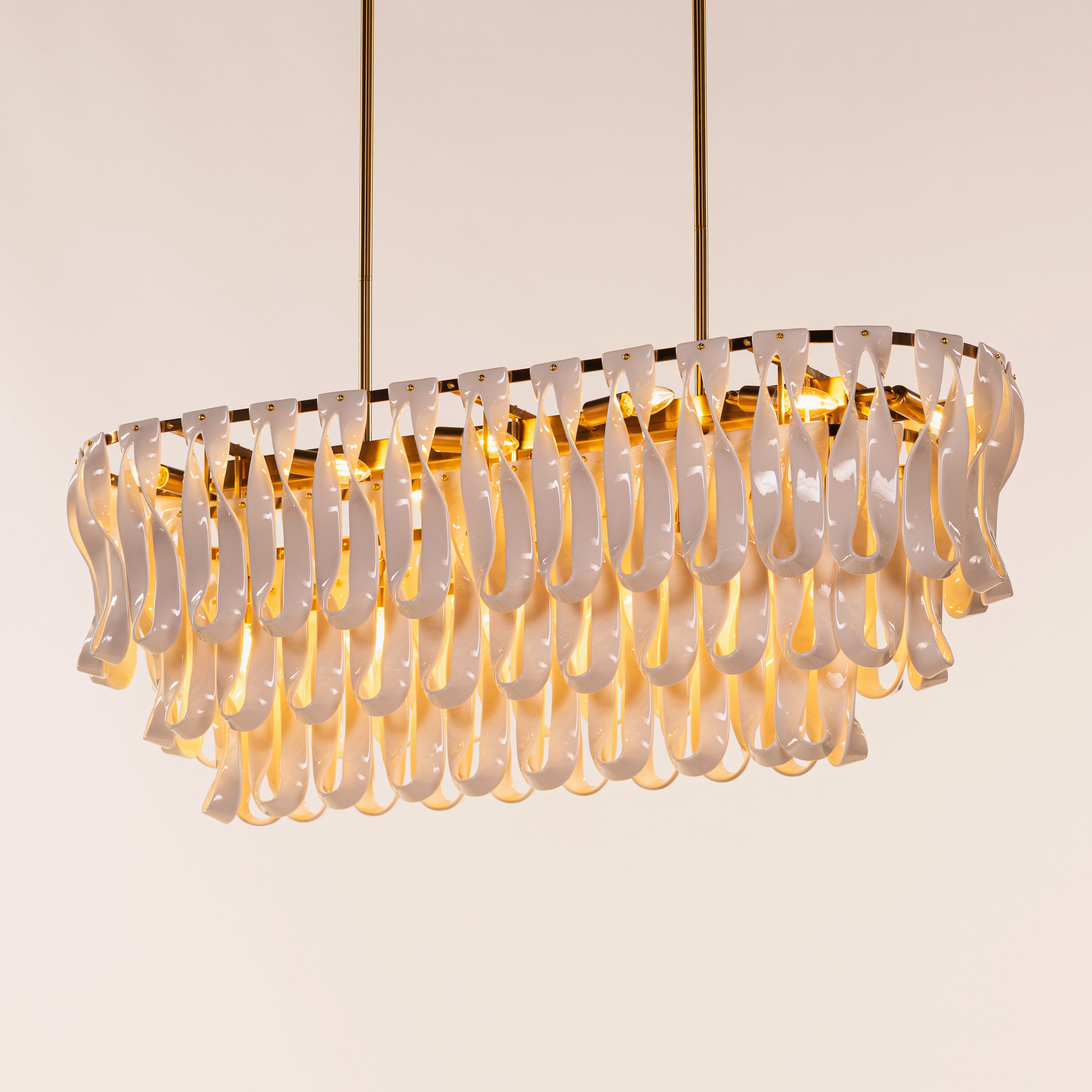 Vera (Long, Gold, White) Ceramic Chandelier