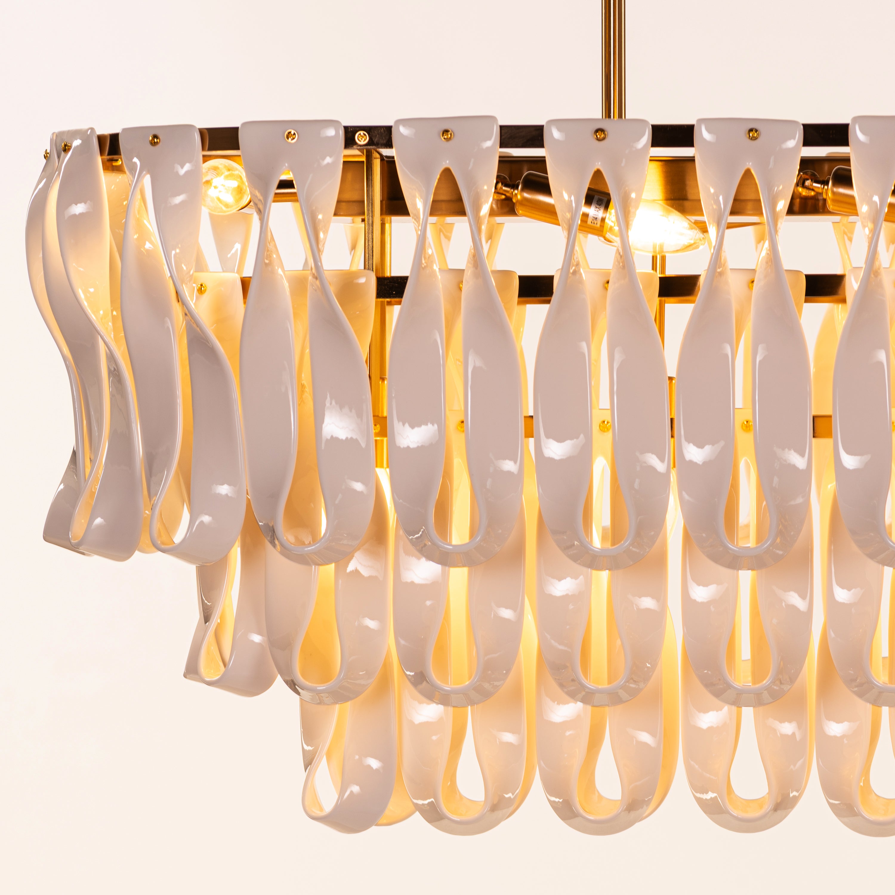 Vera (Long, Gold, White) Ceramic Chandelier