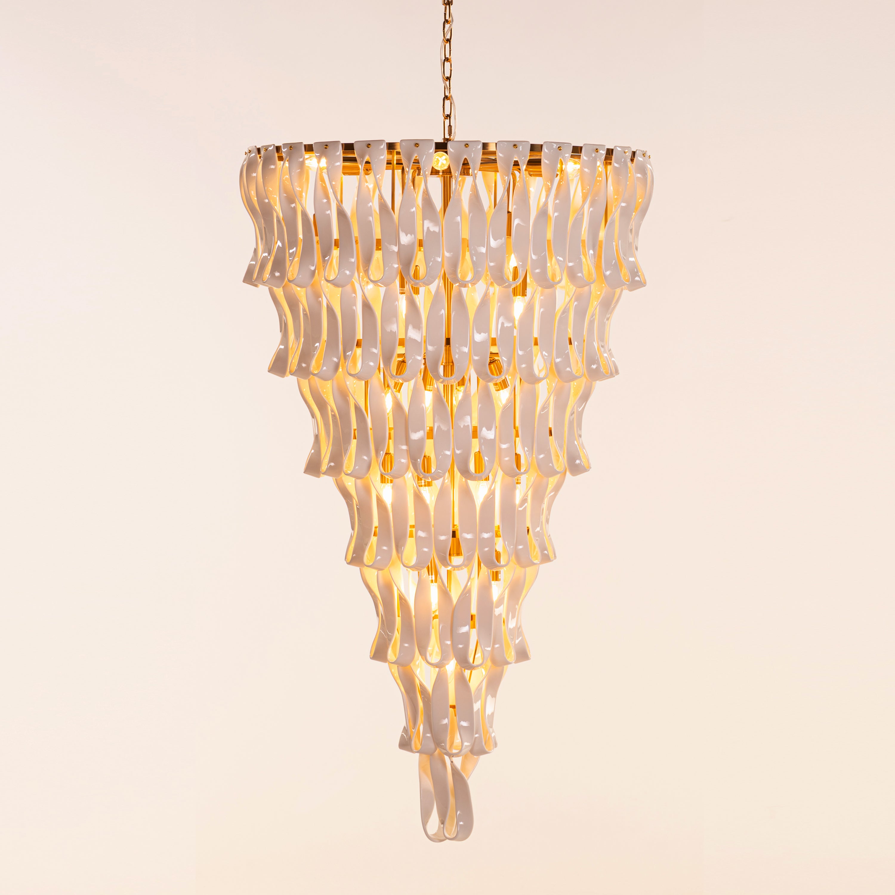 Vera (Gold, White) Ceramic Double Height Chandelier