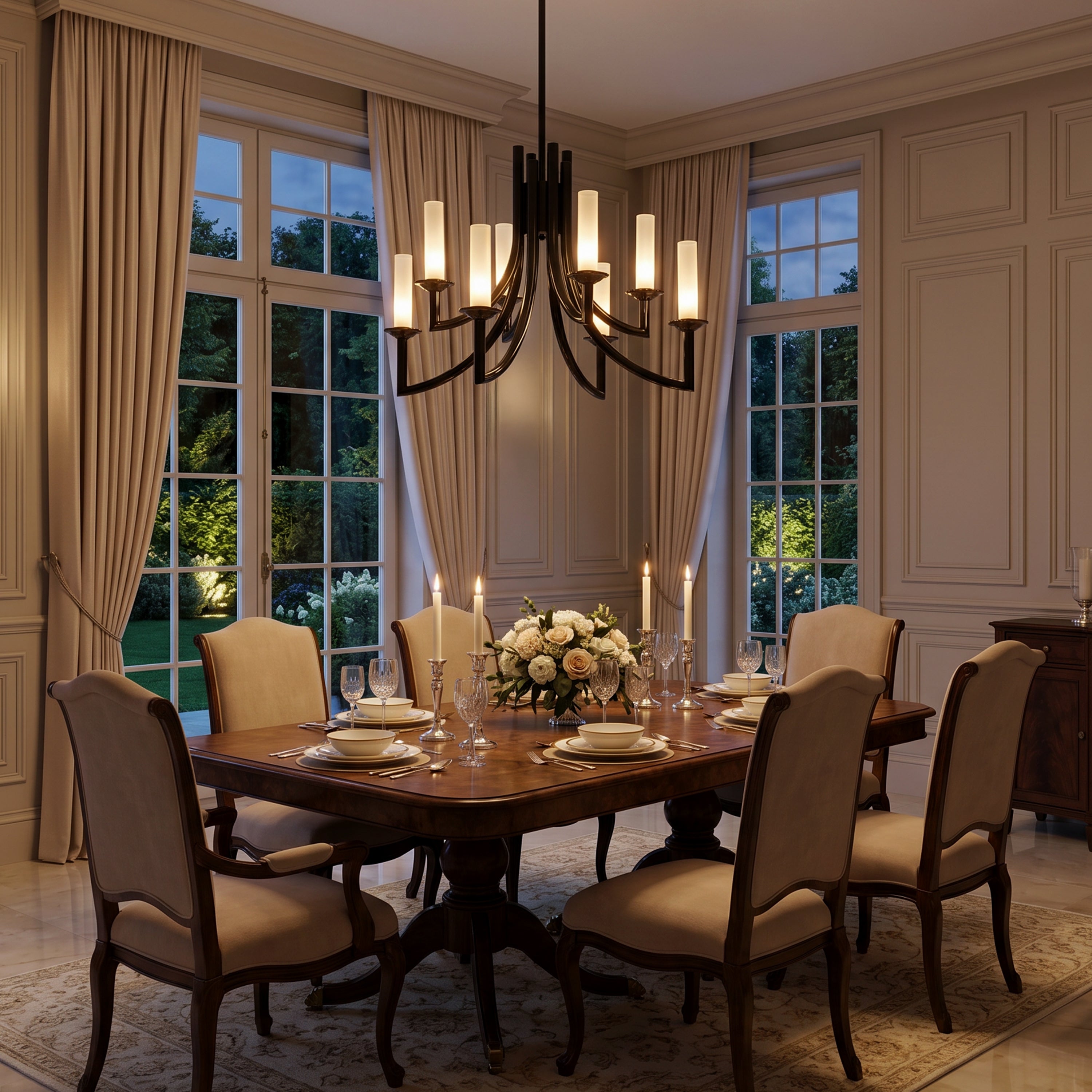 Forma (Black, White) Frosted Glass Chandelier