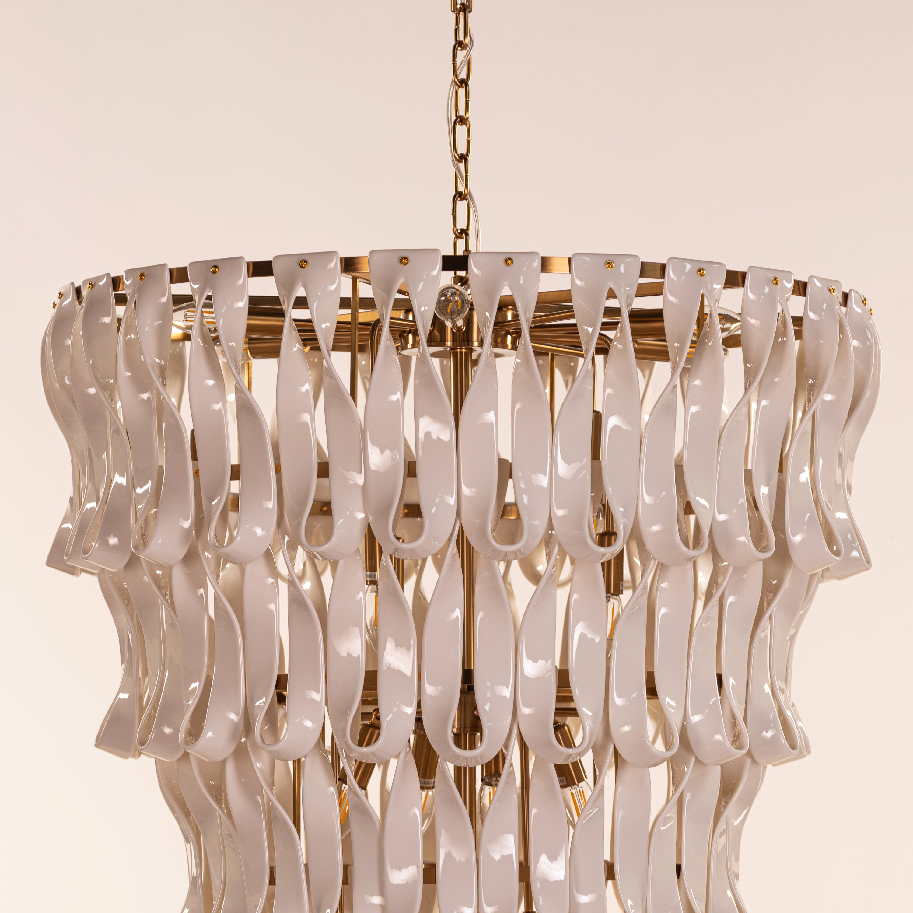 Vera (Gold, White) Ceramic Double Height Chandelier