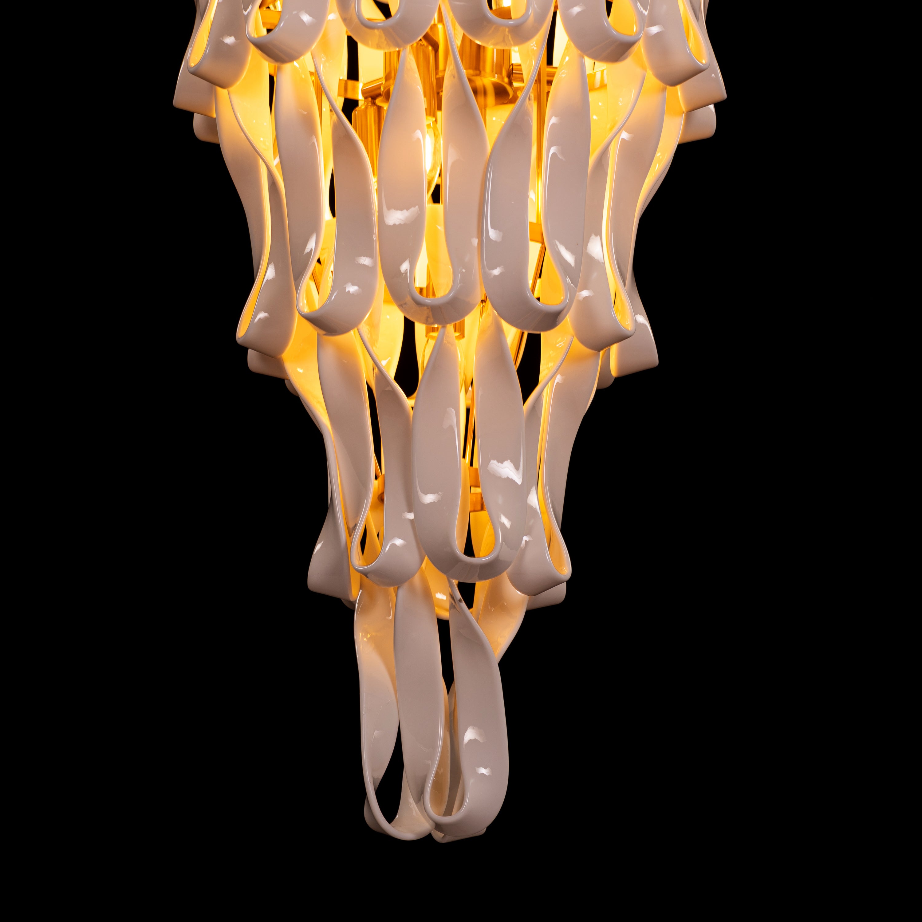 Vera (Gold, White) Ceramic Double Height Chandelier