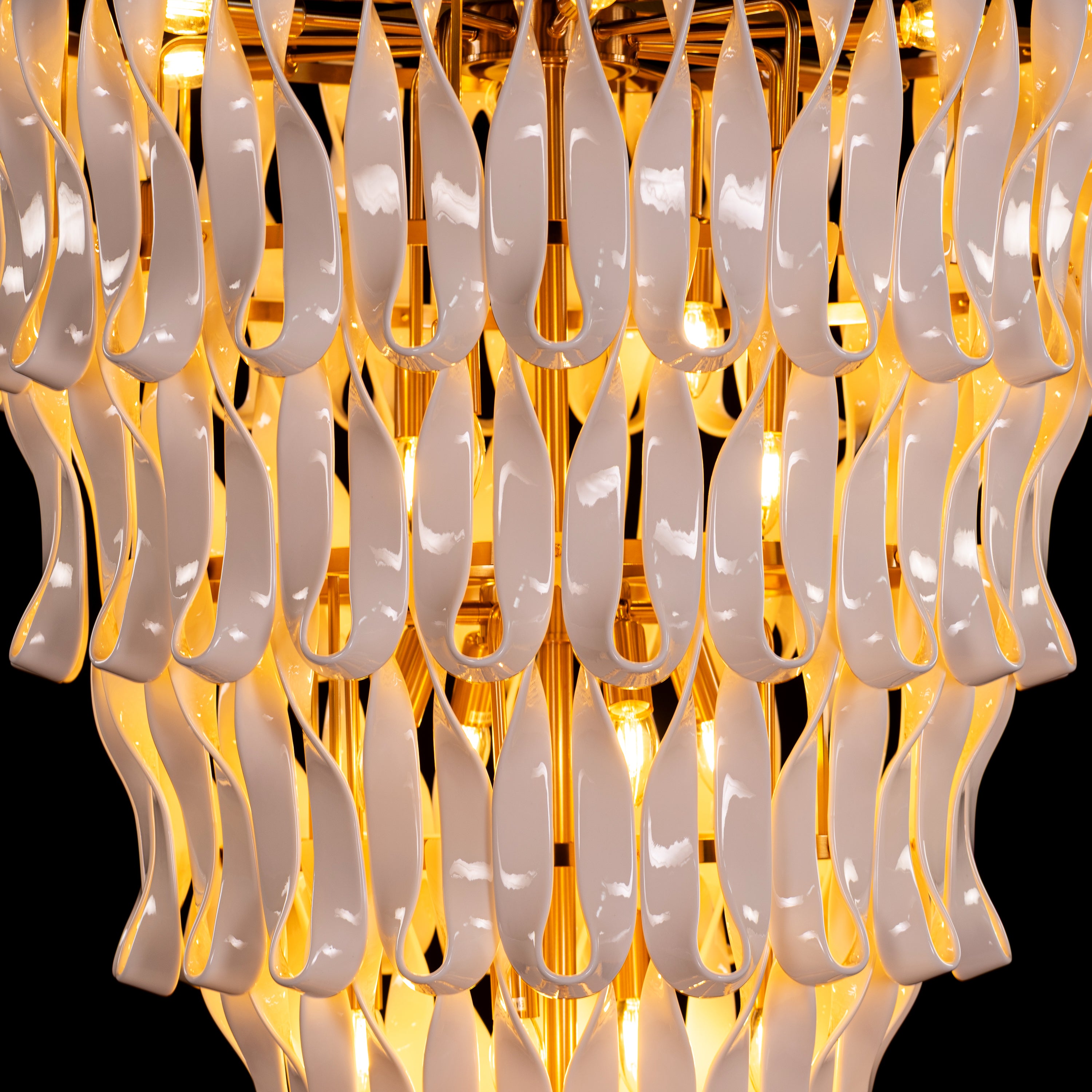 Vera (Gold, White) Ceramic Double Height Chandelier