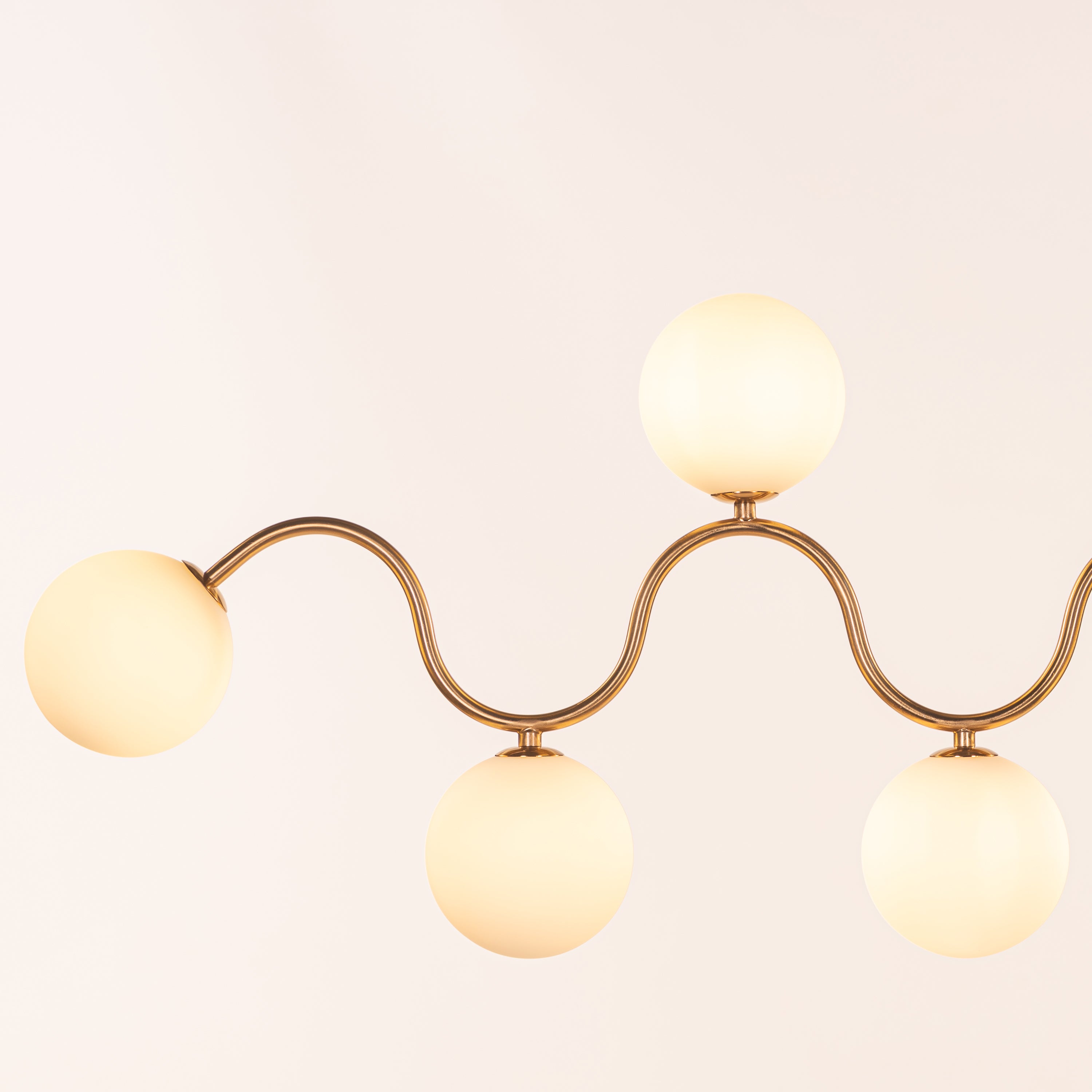 City In Stillness (Gold, White) Glass Chandelier