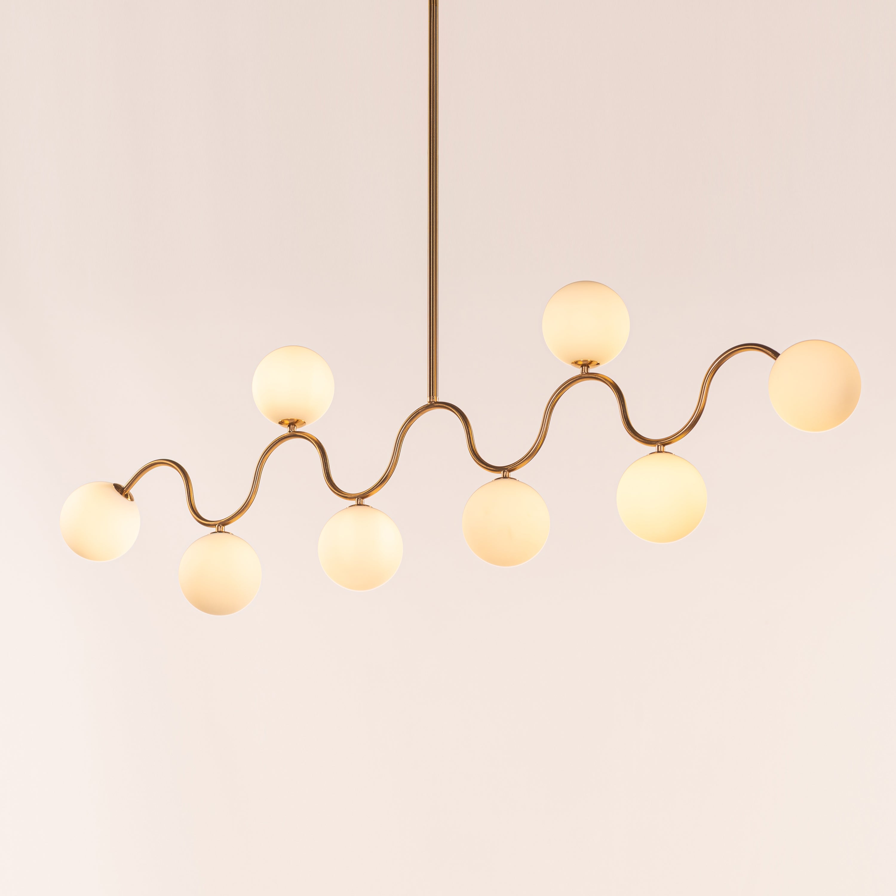 City In Stillness (Gold, White) Glass Chandelier