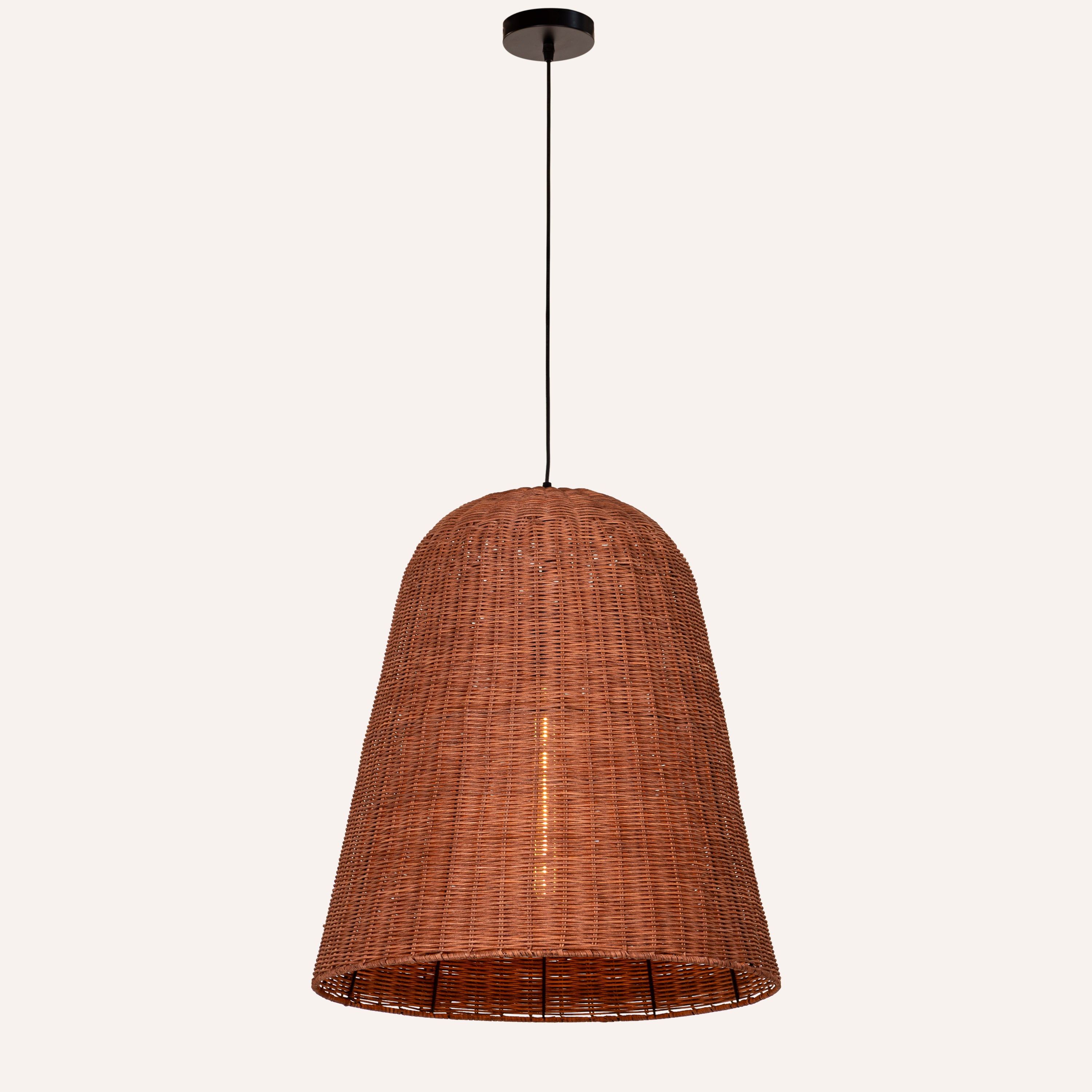 Beachwalk Basket (Black, Beige) Rattan Pendant Light