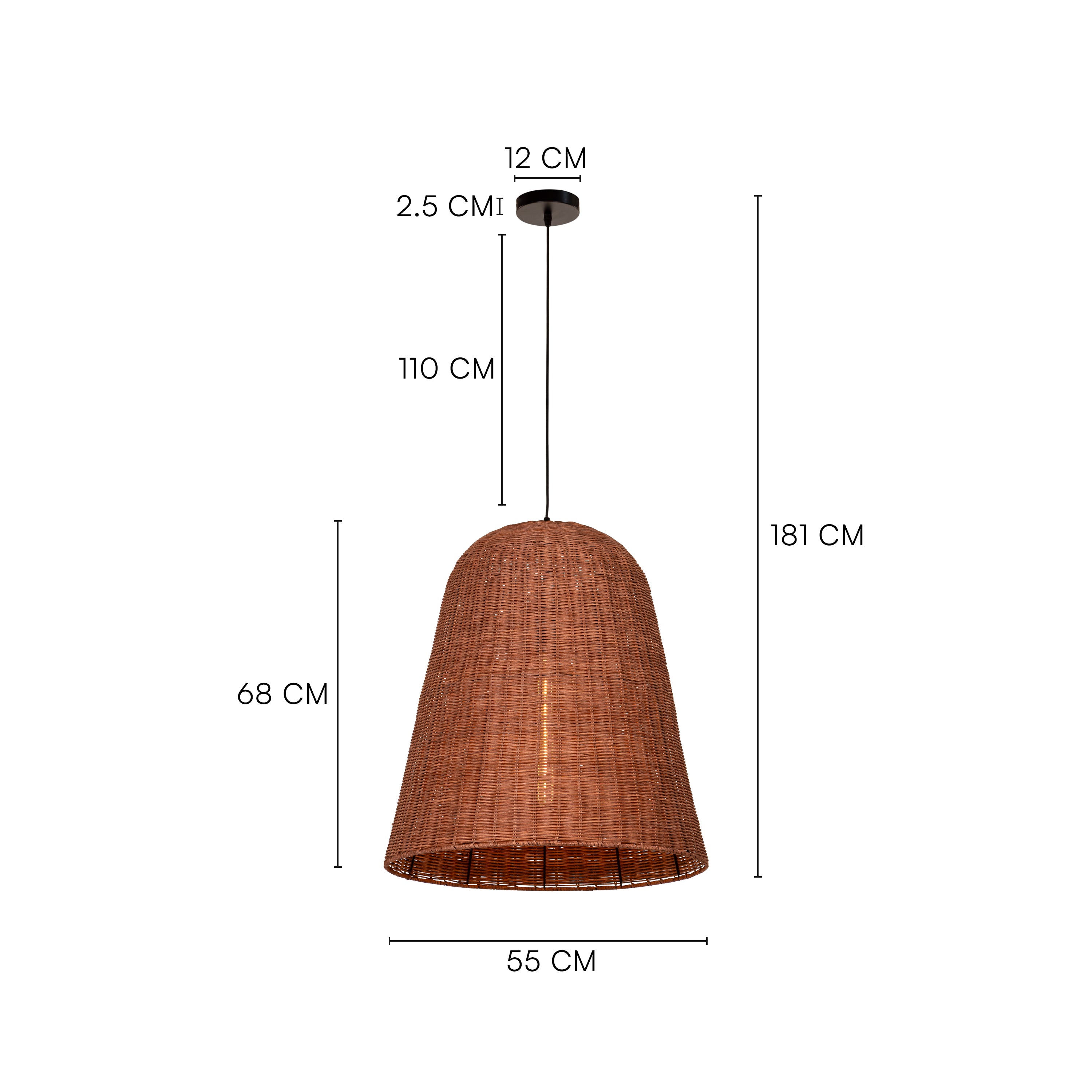 Beachwalk Basket (Black, Beige) Rattan Pendant Light