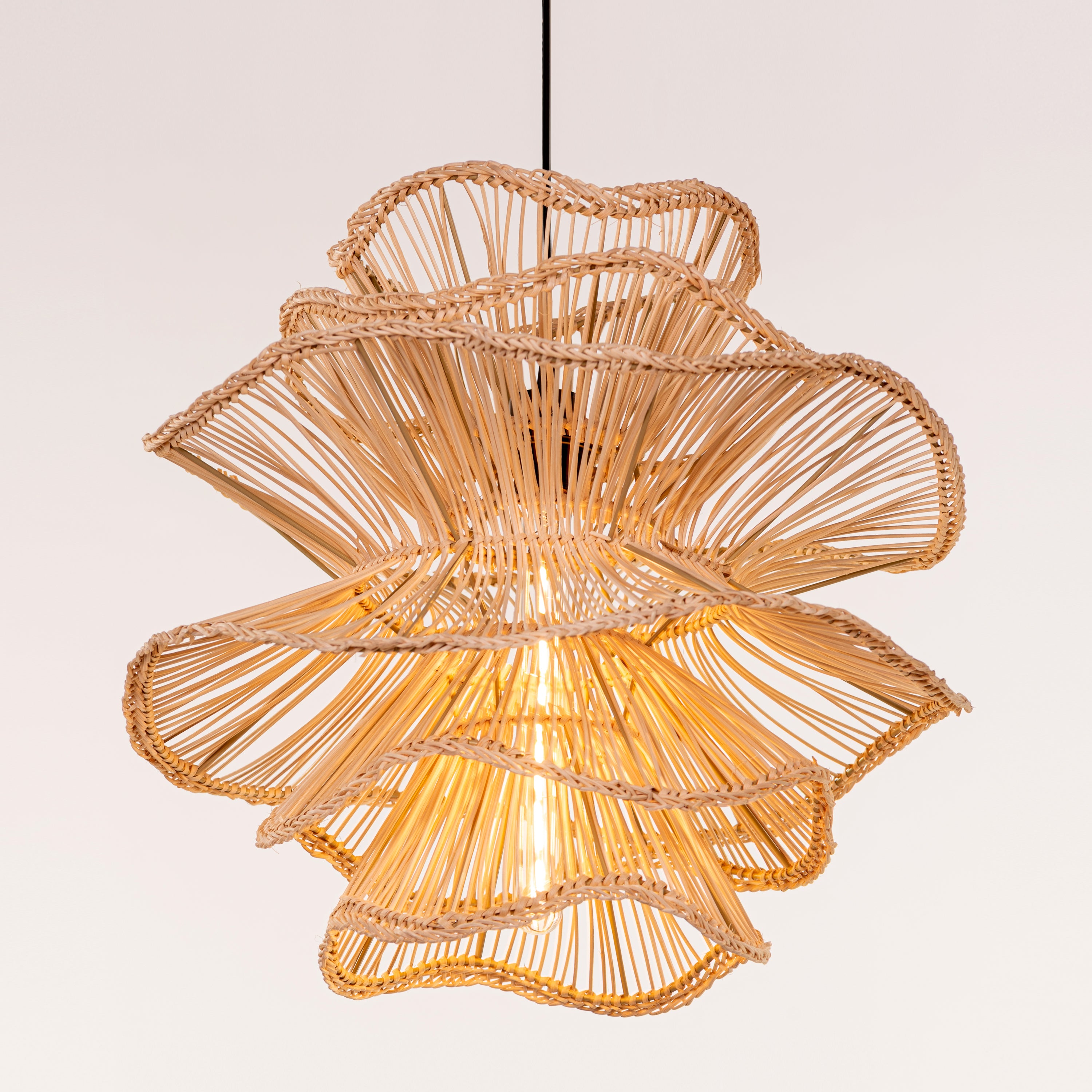 Seashell Whisper (Beige) Rattan Pendant Light