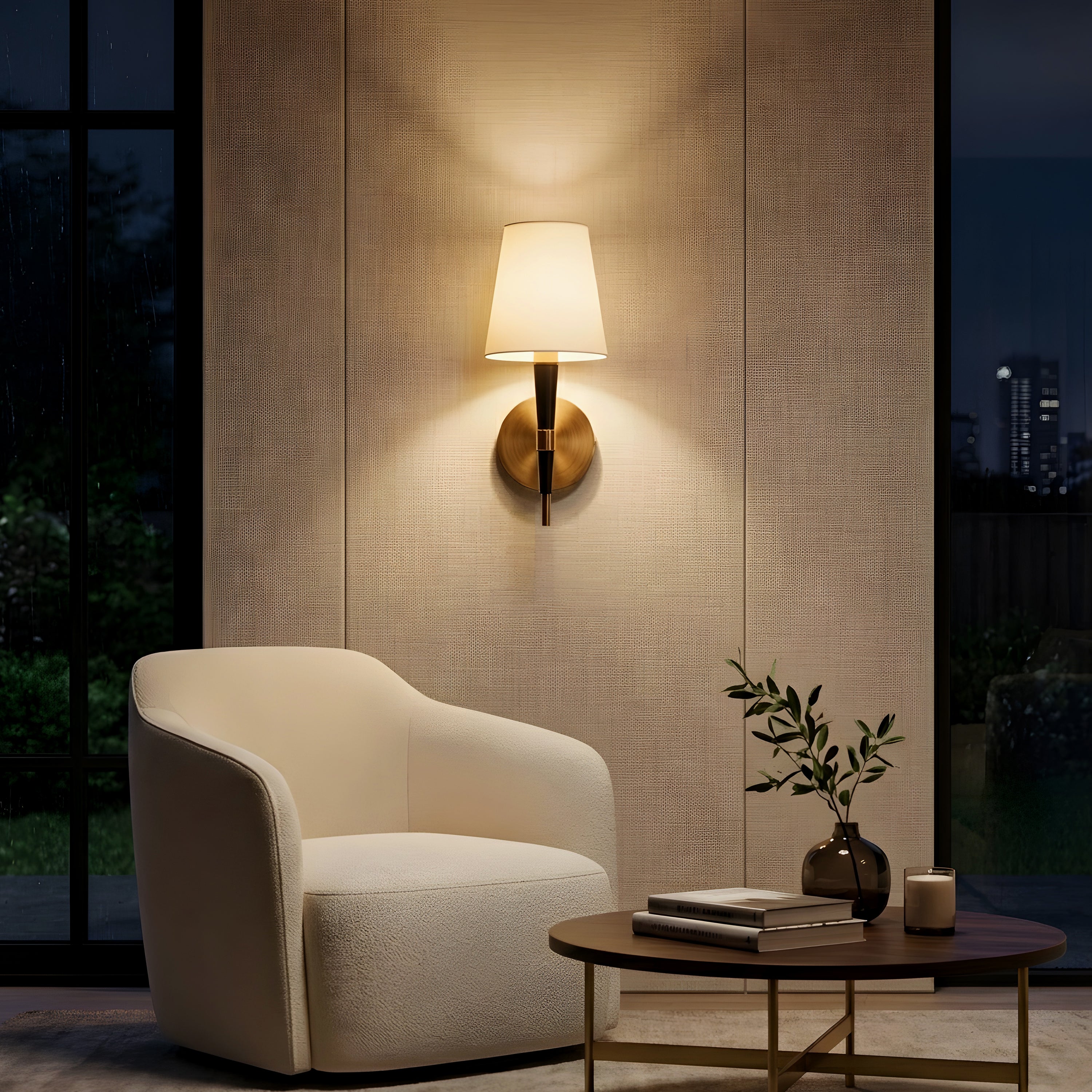 See The Unseen (Black, Gold) Fabric Wall Light