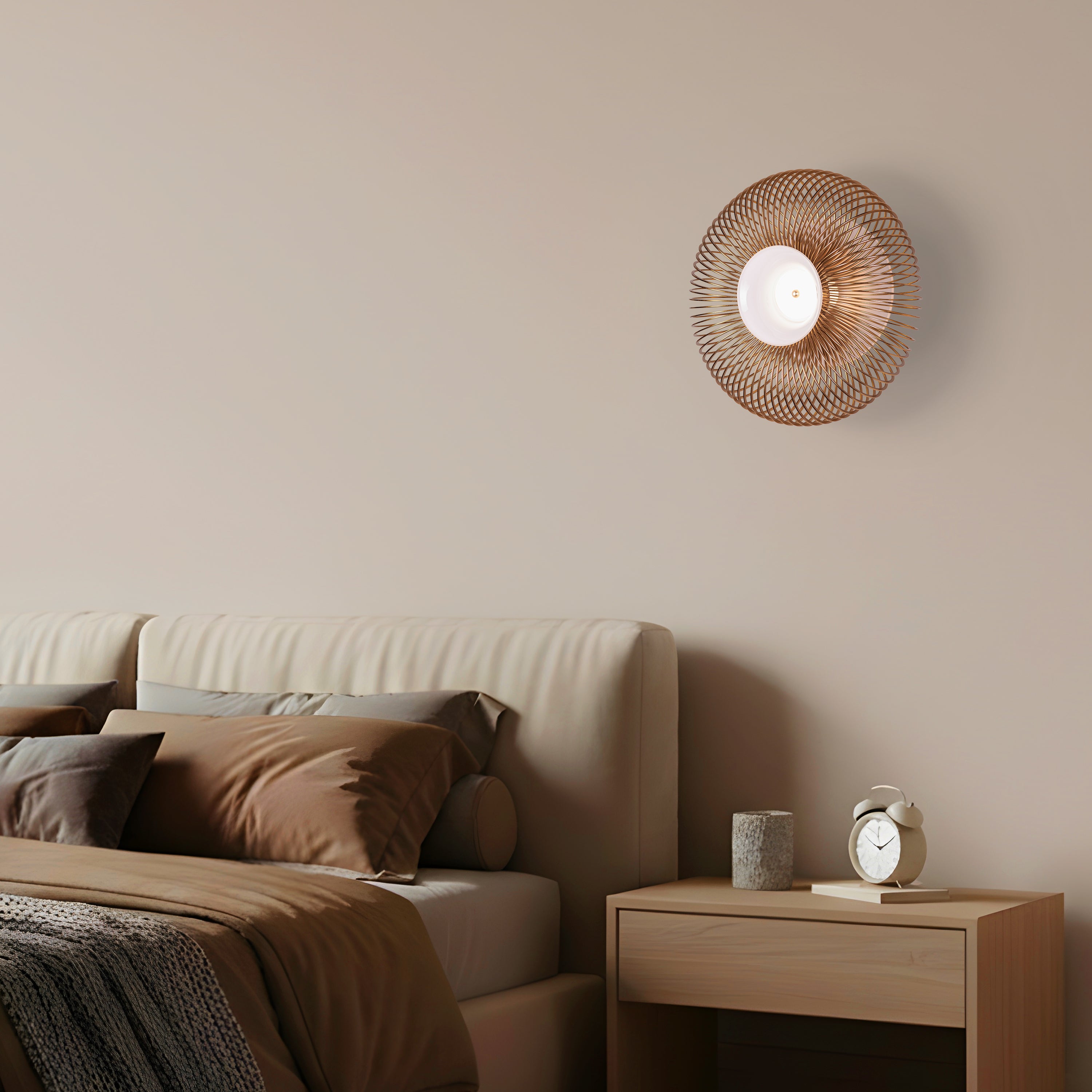 Oïna (Gold, White) Metal & Glass Wall Light