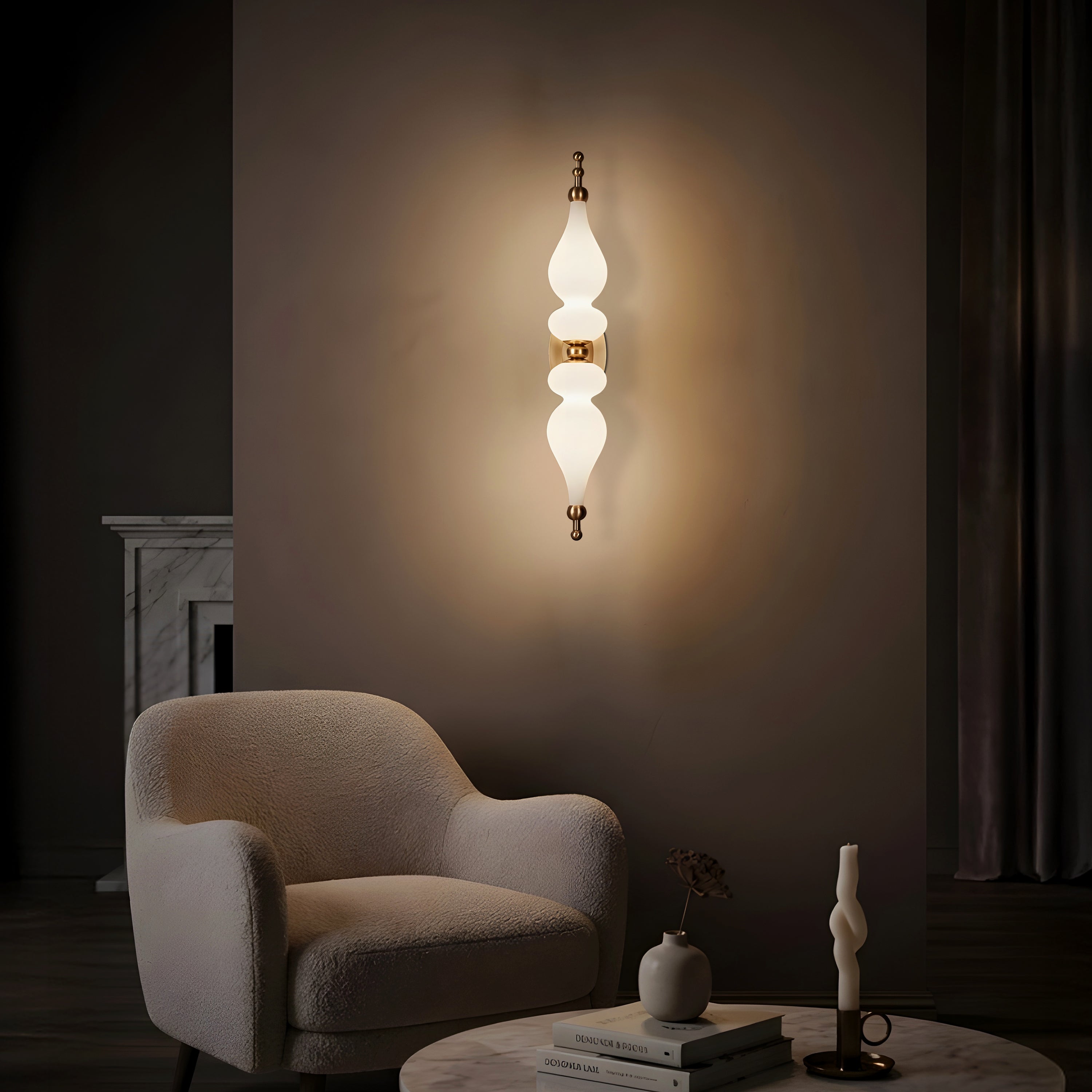 Goldmere (Gold, White) Frosted Glass Wall LIght