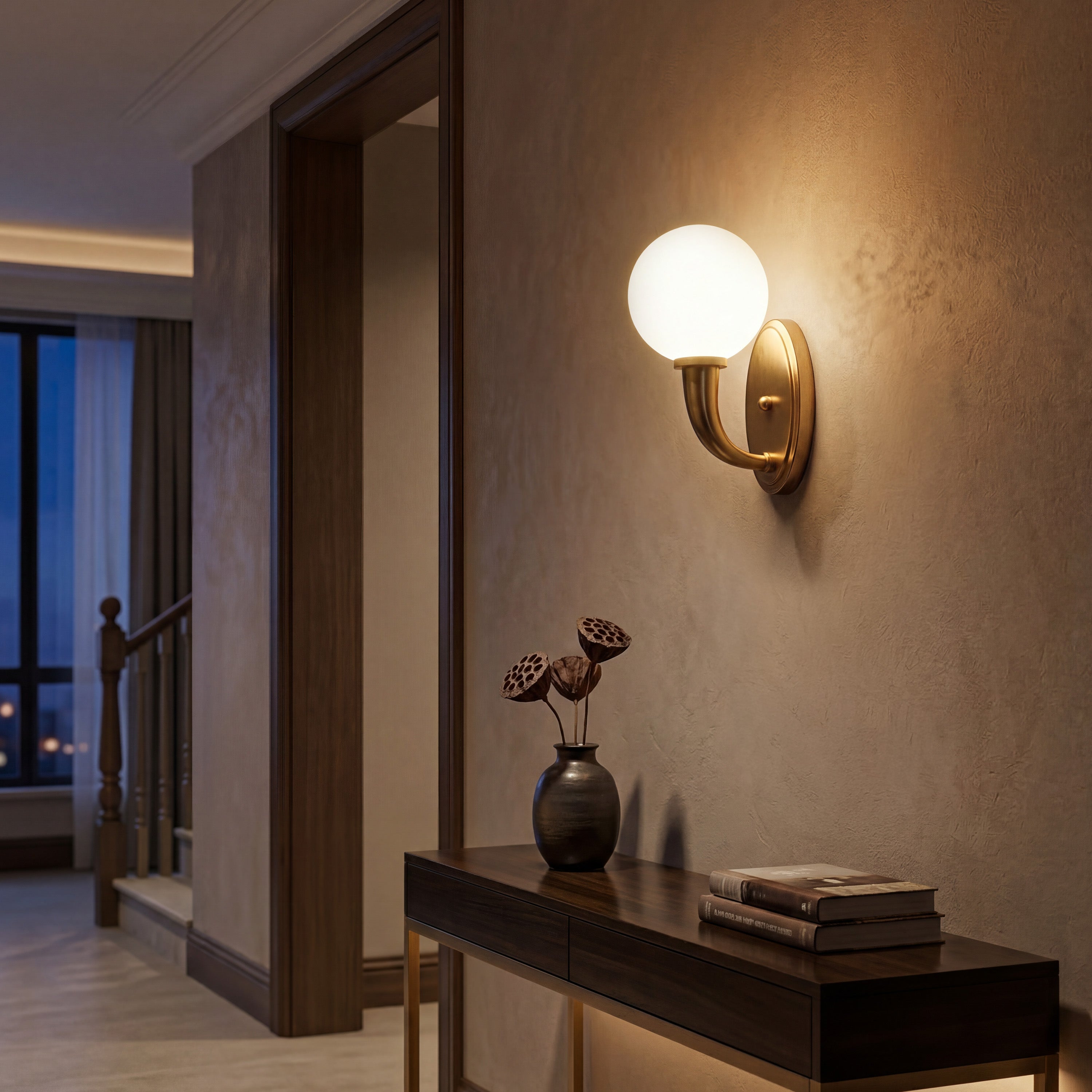 Kenswick (Gold, White) Frosted Glass Wall Light