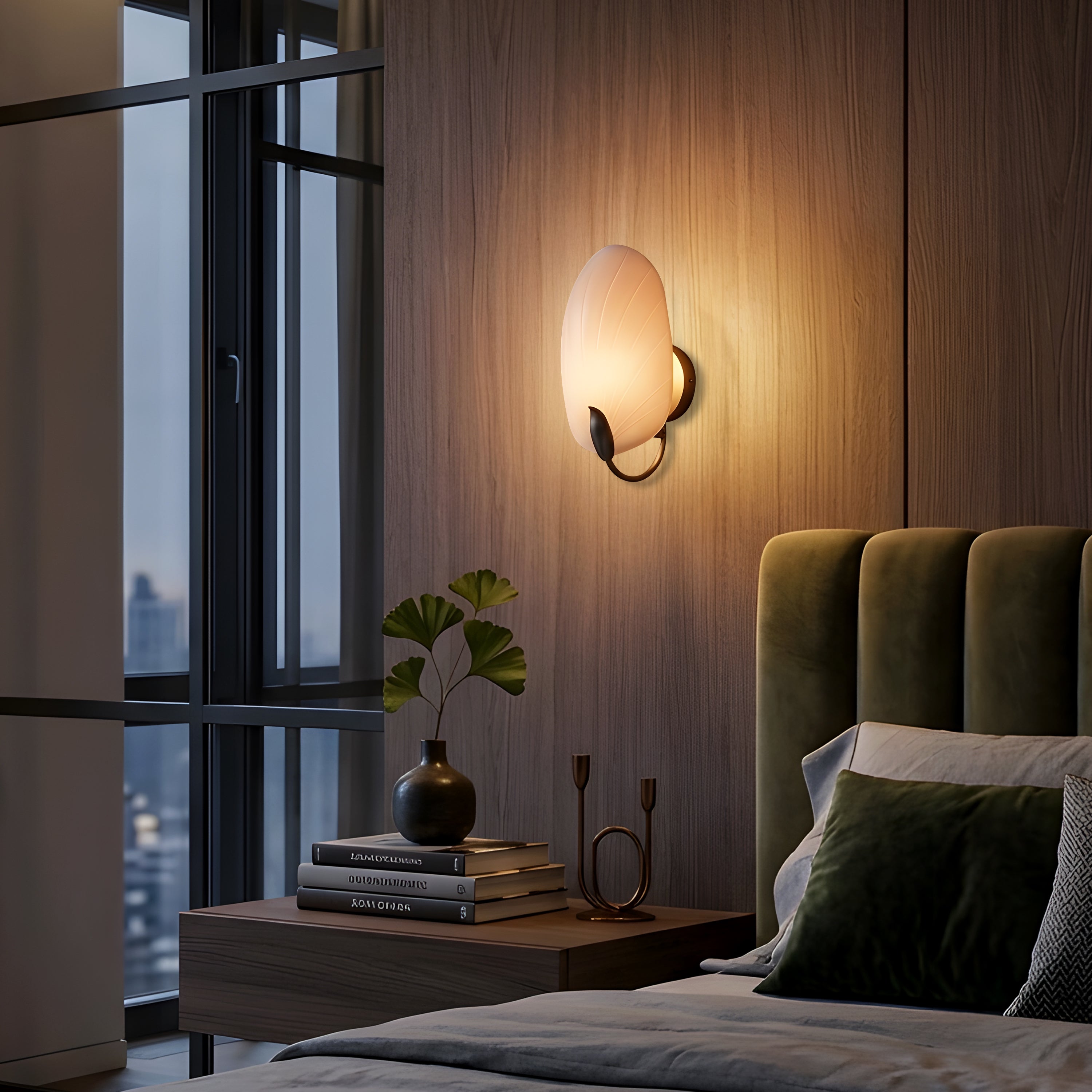 Petaline (Brown, White) Ceramic Wall Light