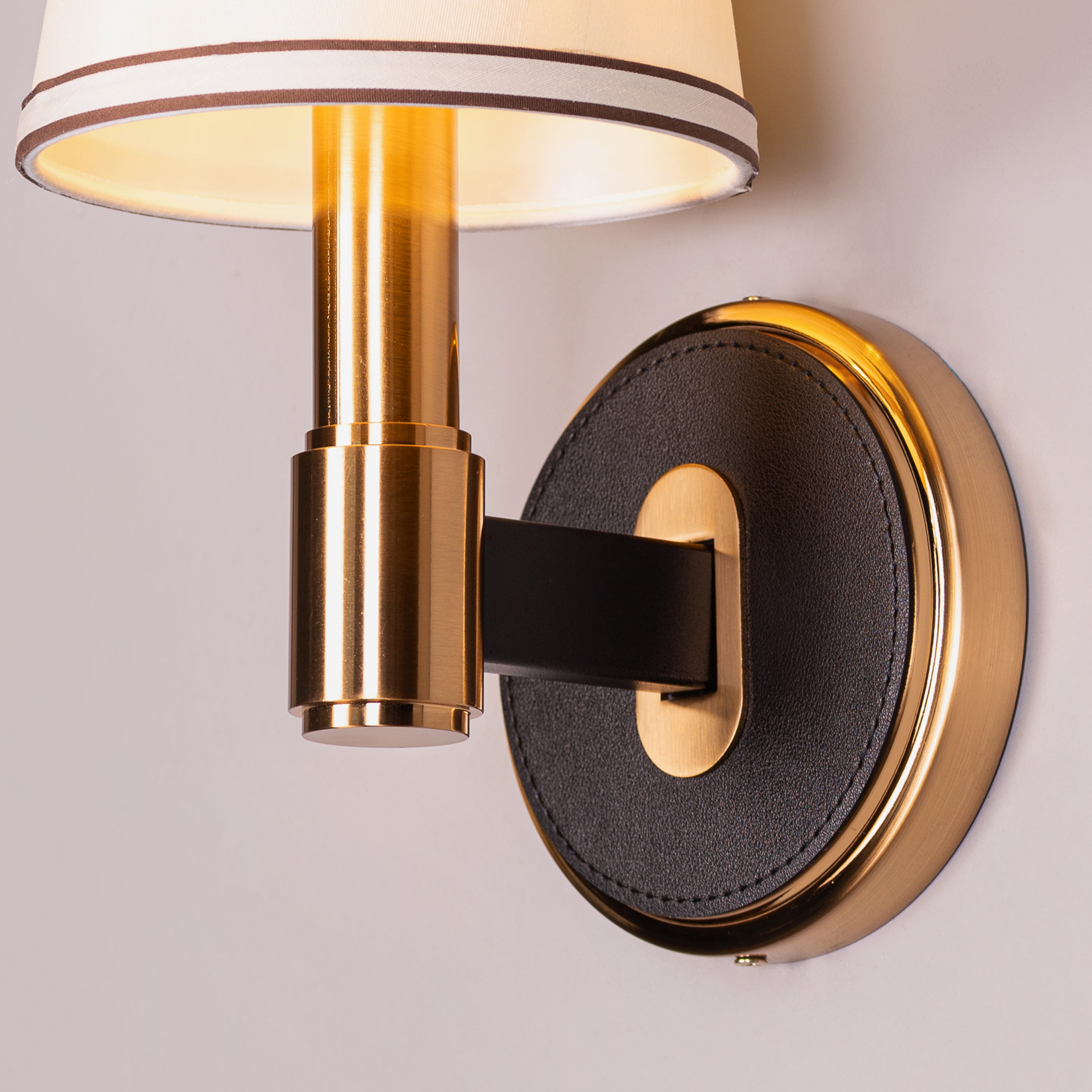 Ink & Ember (Gold, Black) Faux Leather Wall Light