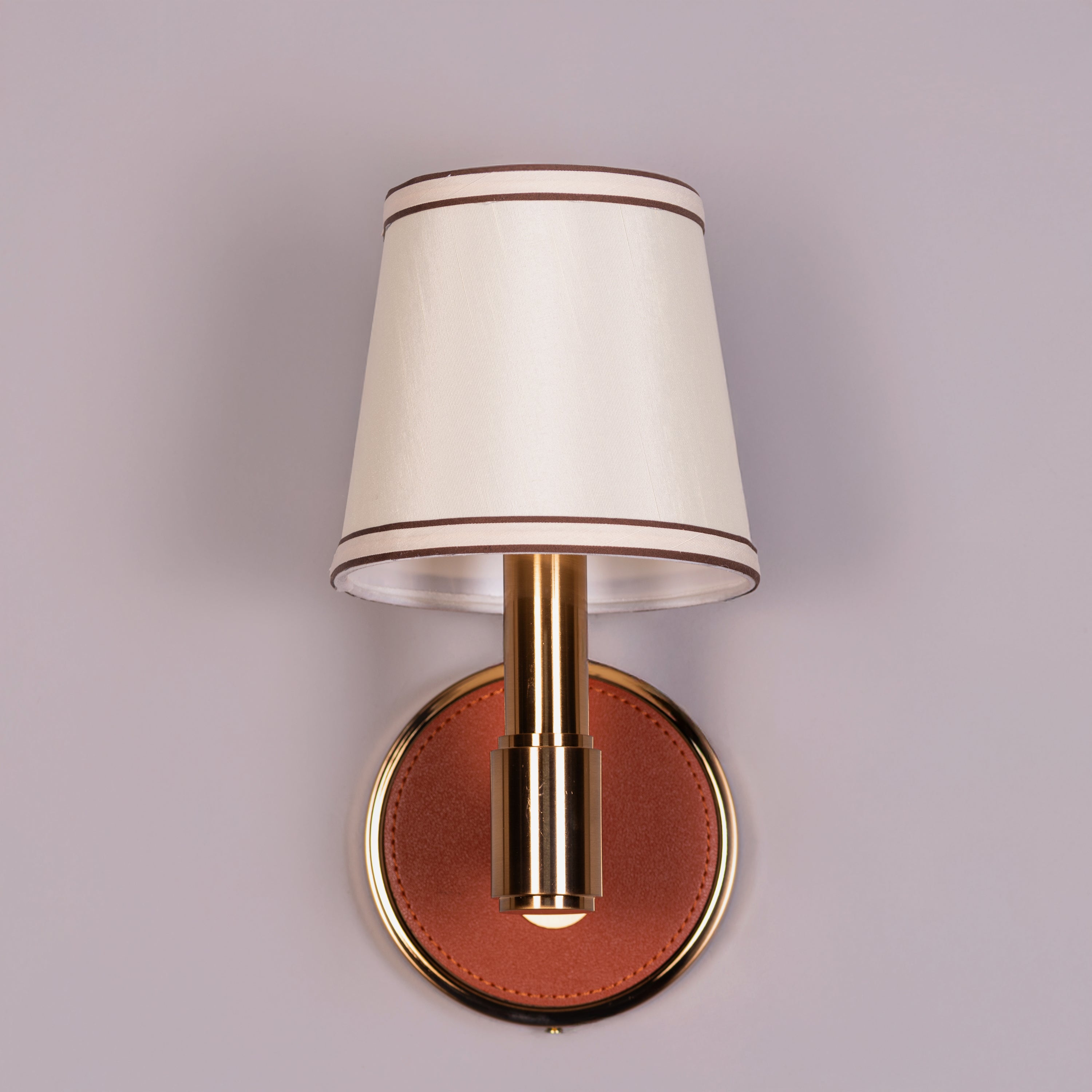 Ink & Ember (Gold, Brown) Faux Leather Wall Light