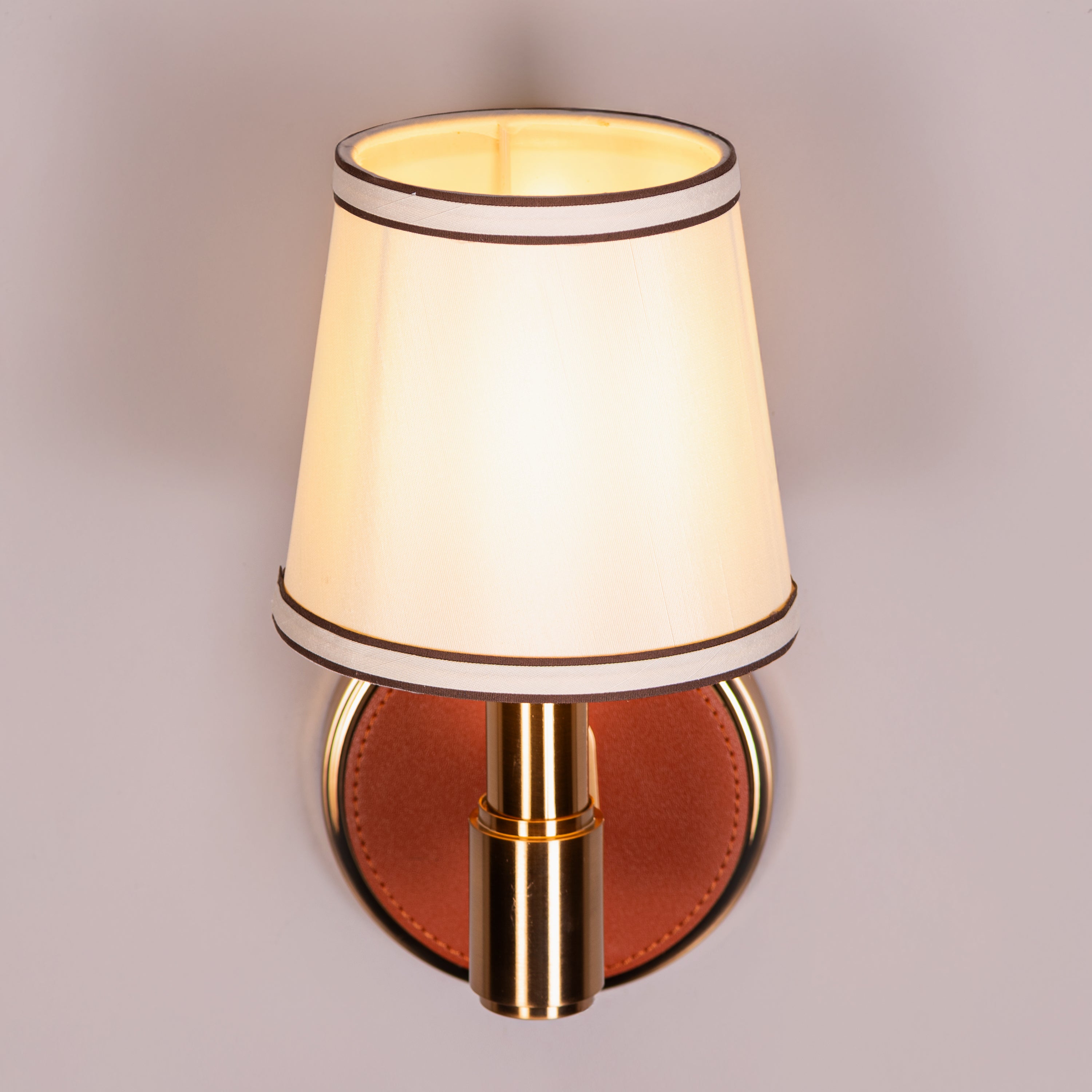 Ink & Ember (Gold, Brown) Faux Leather Wall Light