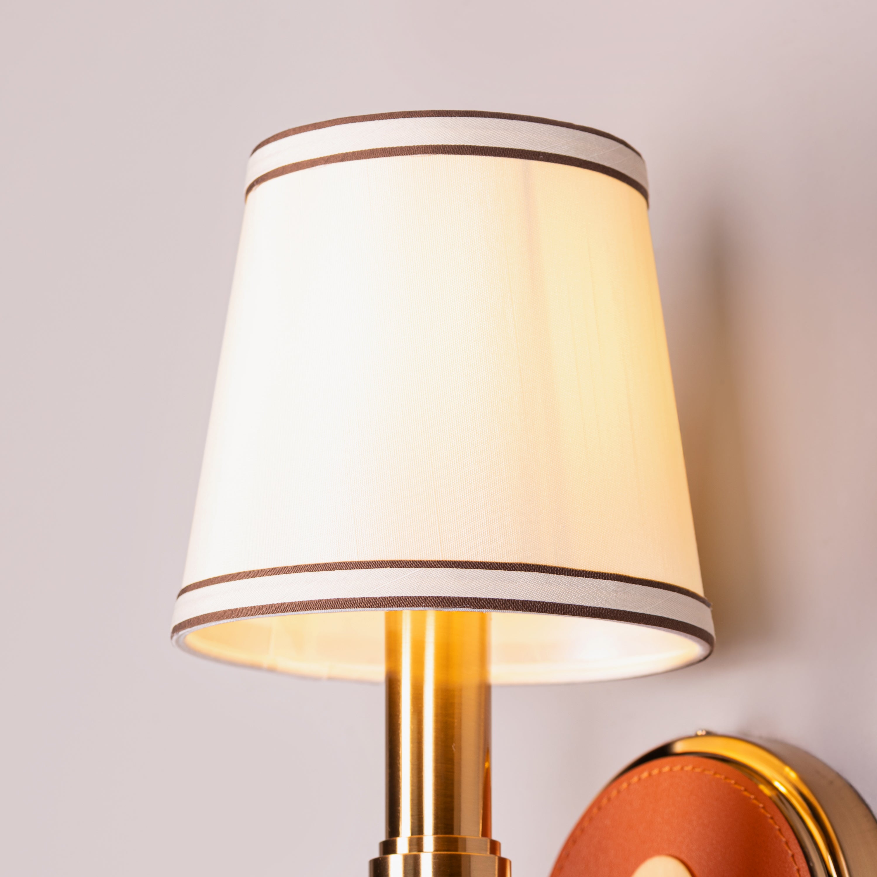 Ink & Ember (Gold, Brown) Faux Leather Wall Light