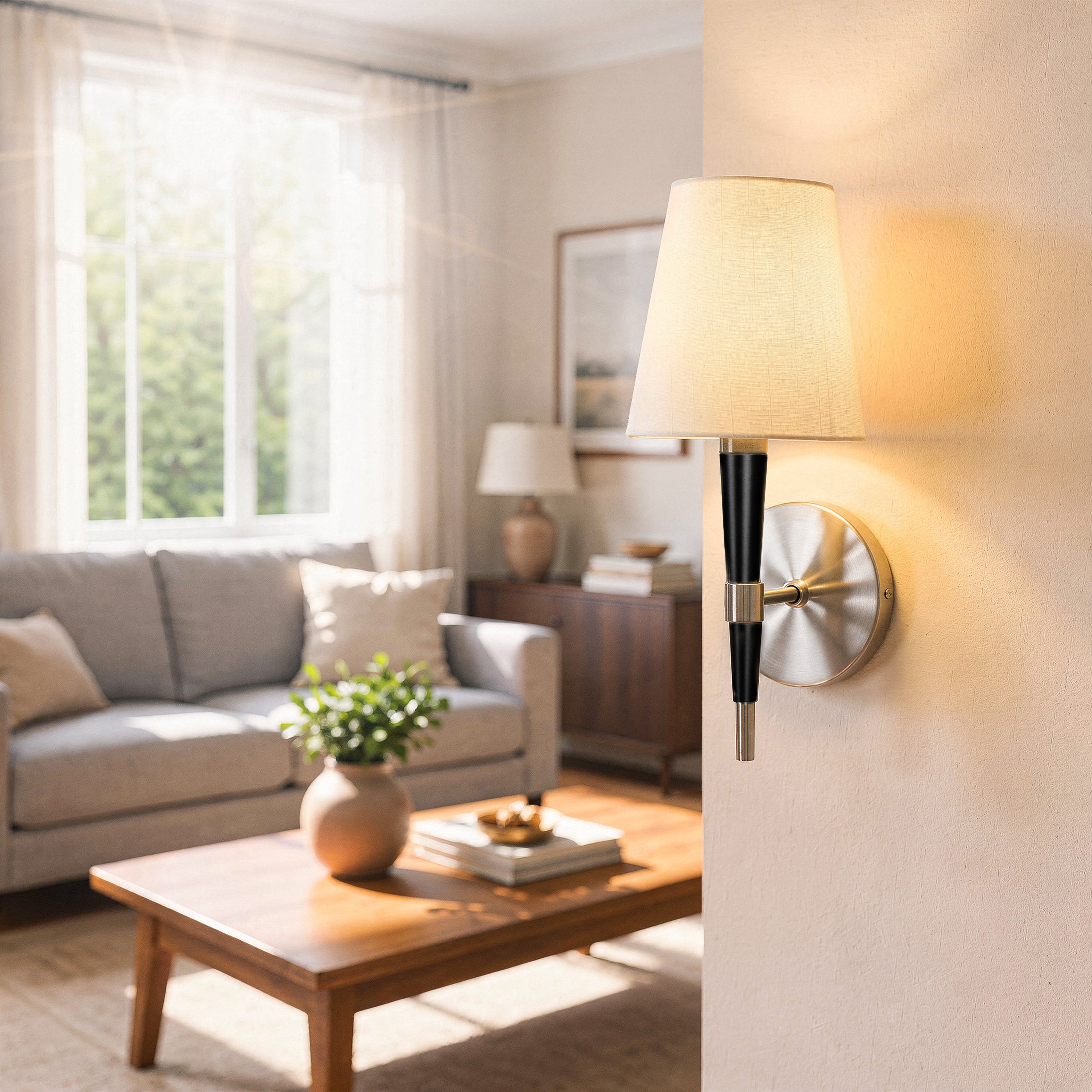 See The Unseen (S.S Finish) Fabric Wall Light