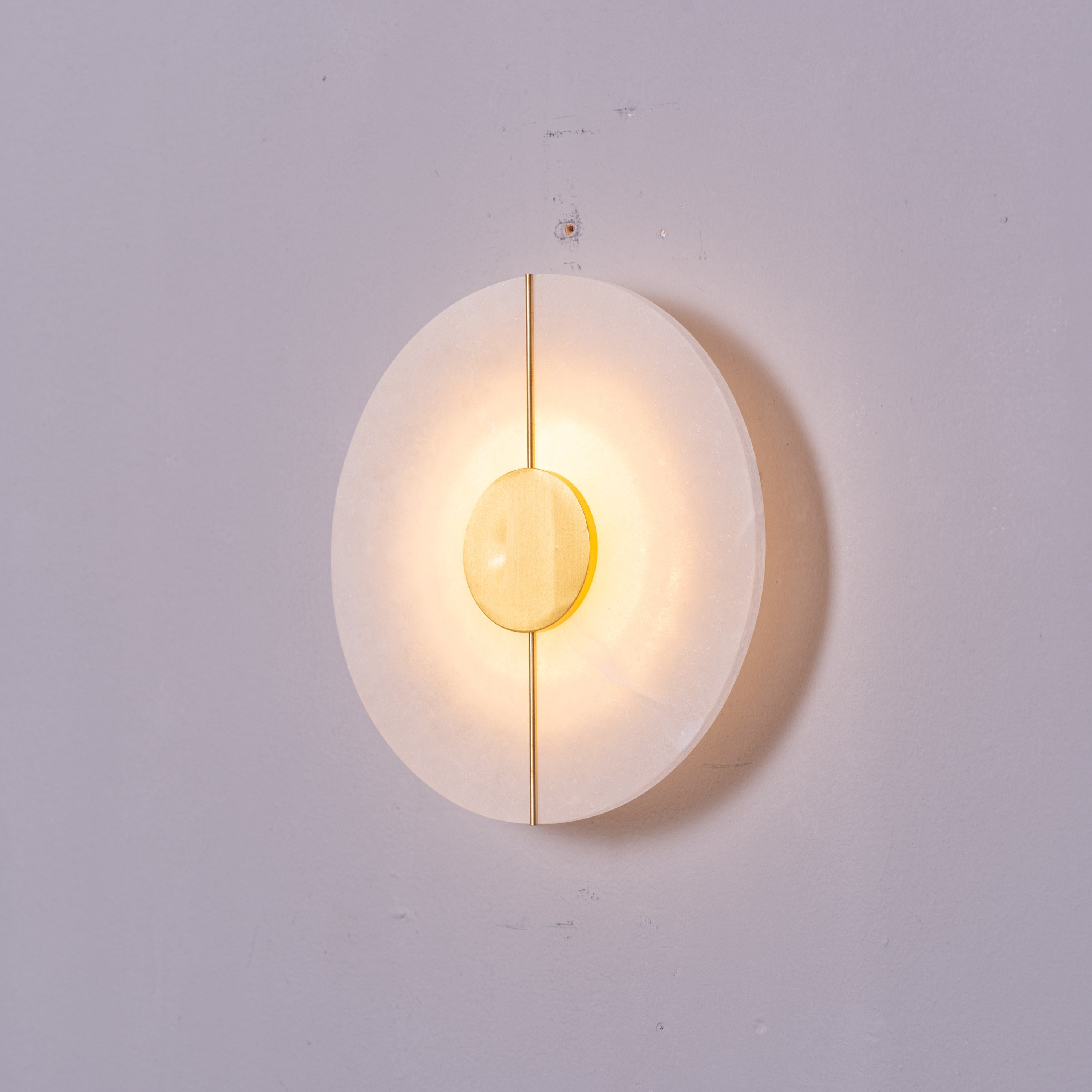 Boomerang (Gold, White) Built-In LED Alabaster Wall Light