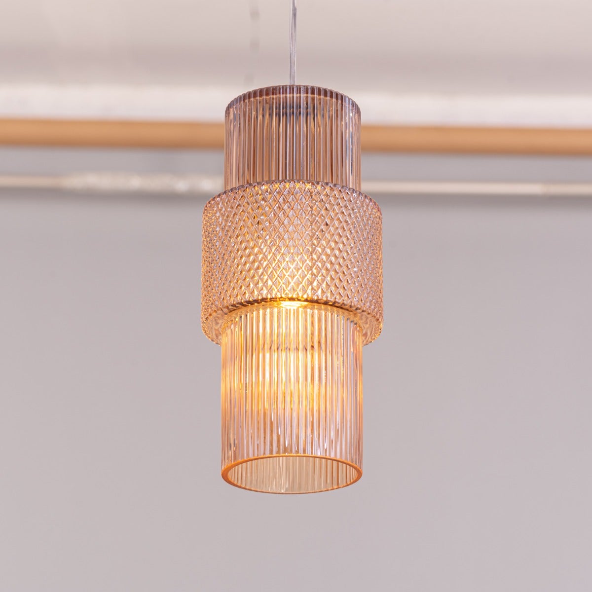 Drive To Mexico (Amber) Textured Glass Pendant Light