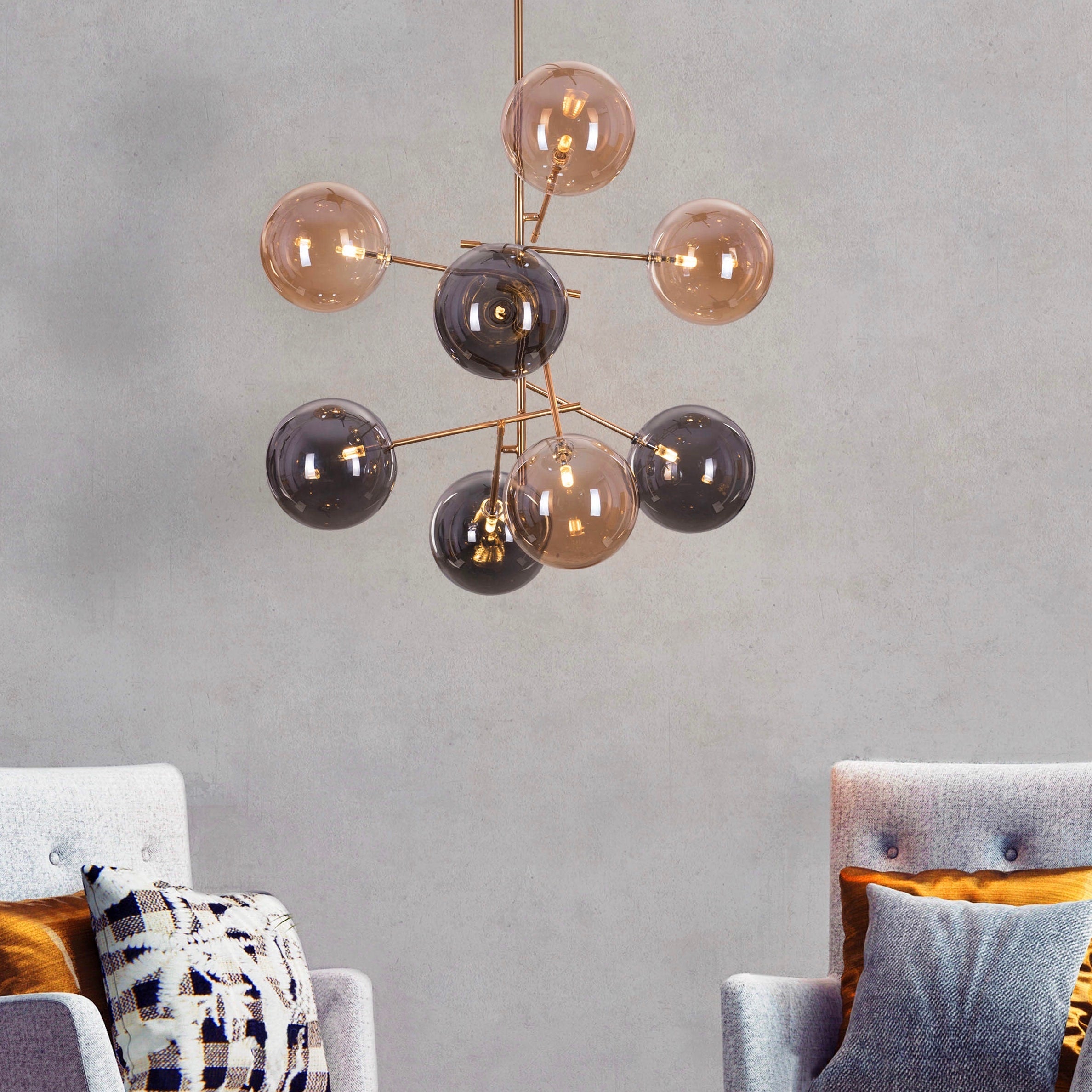Pied Piper Posh (Large, Amber, Smokey Grey) Glass Chandelier