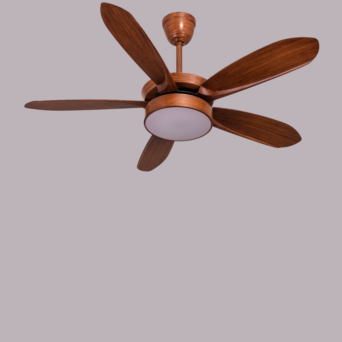 King's Cross (132 cm Span, Teak Finish Metal Body, Teak Finish ABS Blades) Dimmable LED With Remote Control Ceiling Fan