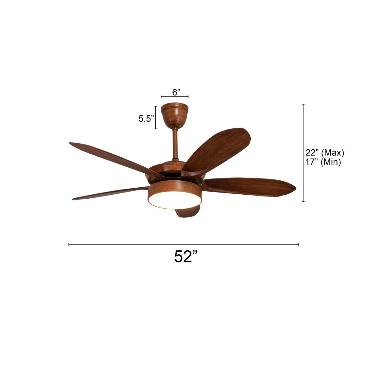 King's Cross (132 cm Span, Teak Finish Metal Body, Teak Finish ABS Blades) Dimmable LED With Remote Control Ceiling Fan