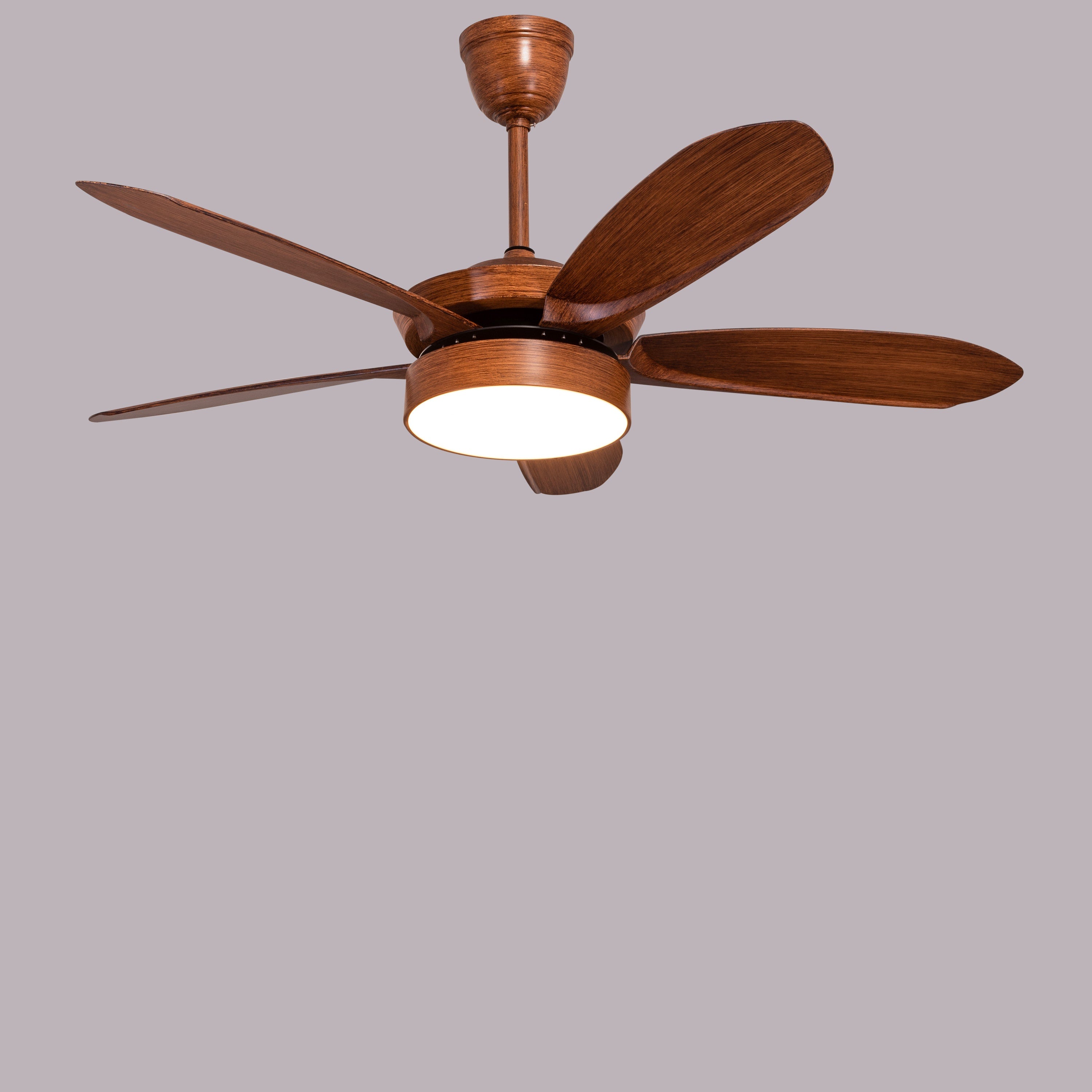 King's Cross (132 cm Span, Teak Finish Metal Body, Teak Finish ABS Blades) Dimmable LED With Remote Control Ceiling Fan