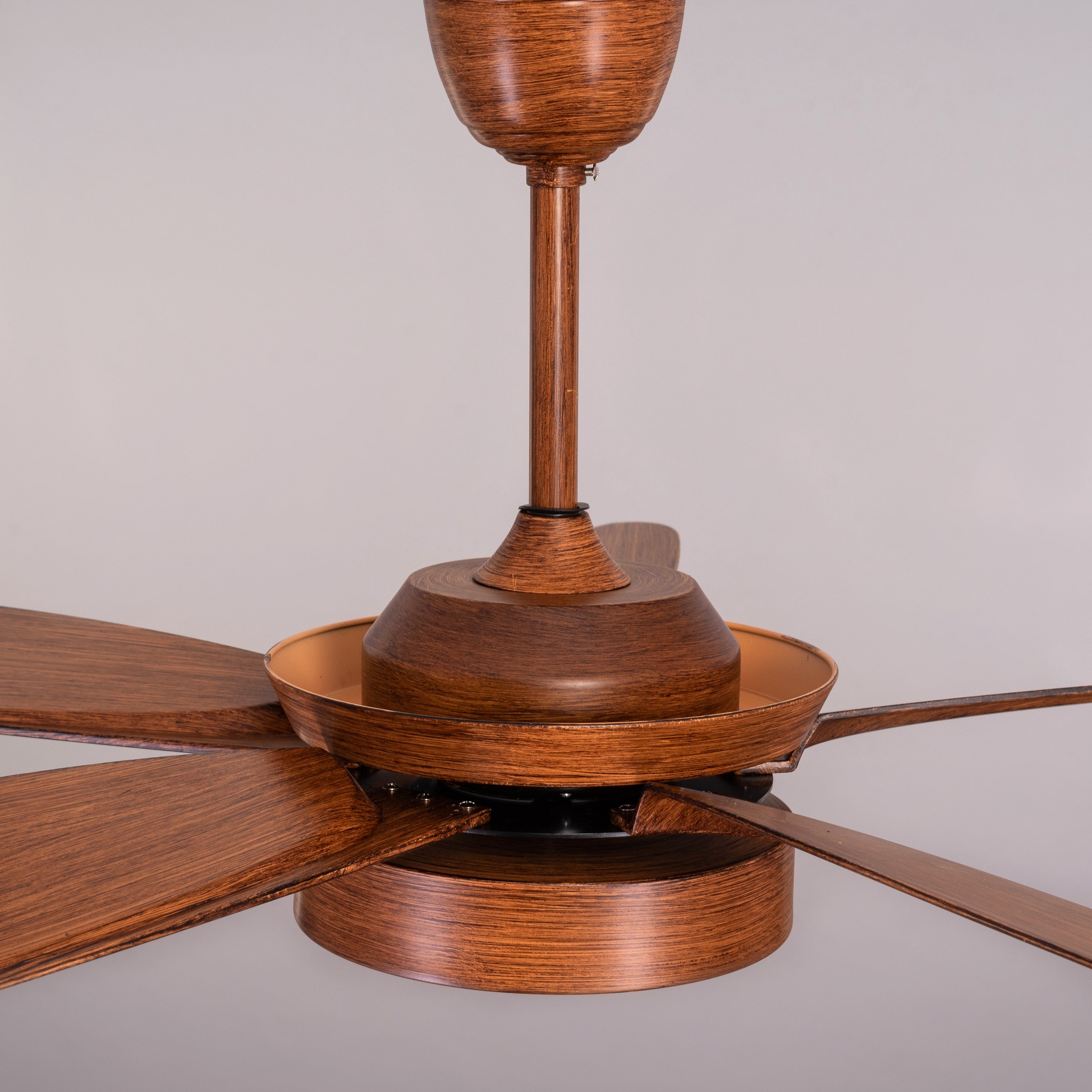 King's Cross (132 cm Span, Teak Finish Metal Body, Teak Finish ABS Blades) Dimmable LED With Remote Control Ceiling Fan