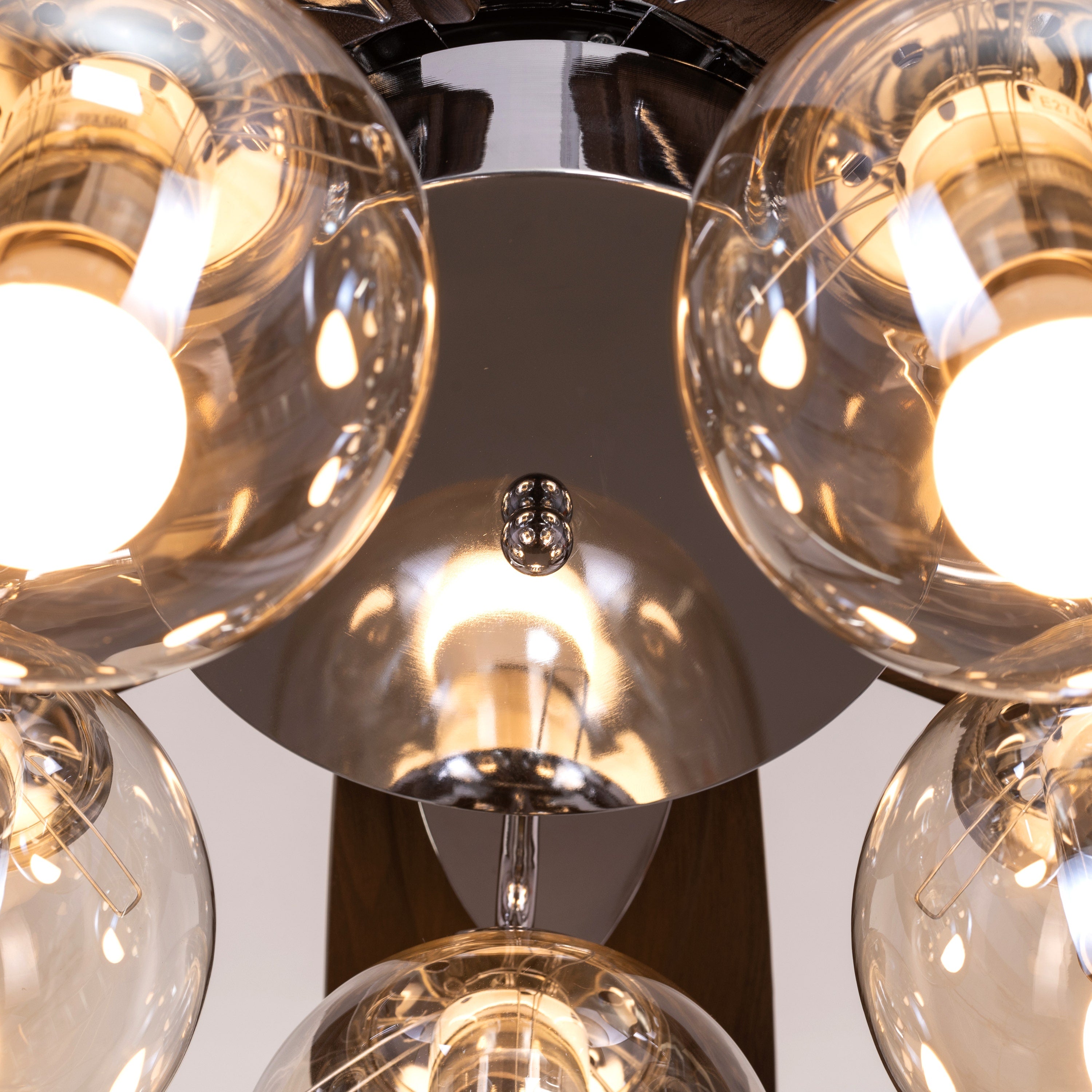 Bond Street (137 cm Span, Chrome Finish Metal Body, Walnut Finish ABS Blades) Chandelier Ceiling Fan