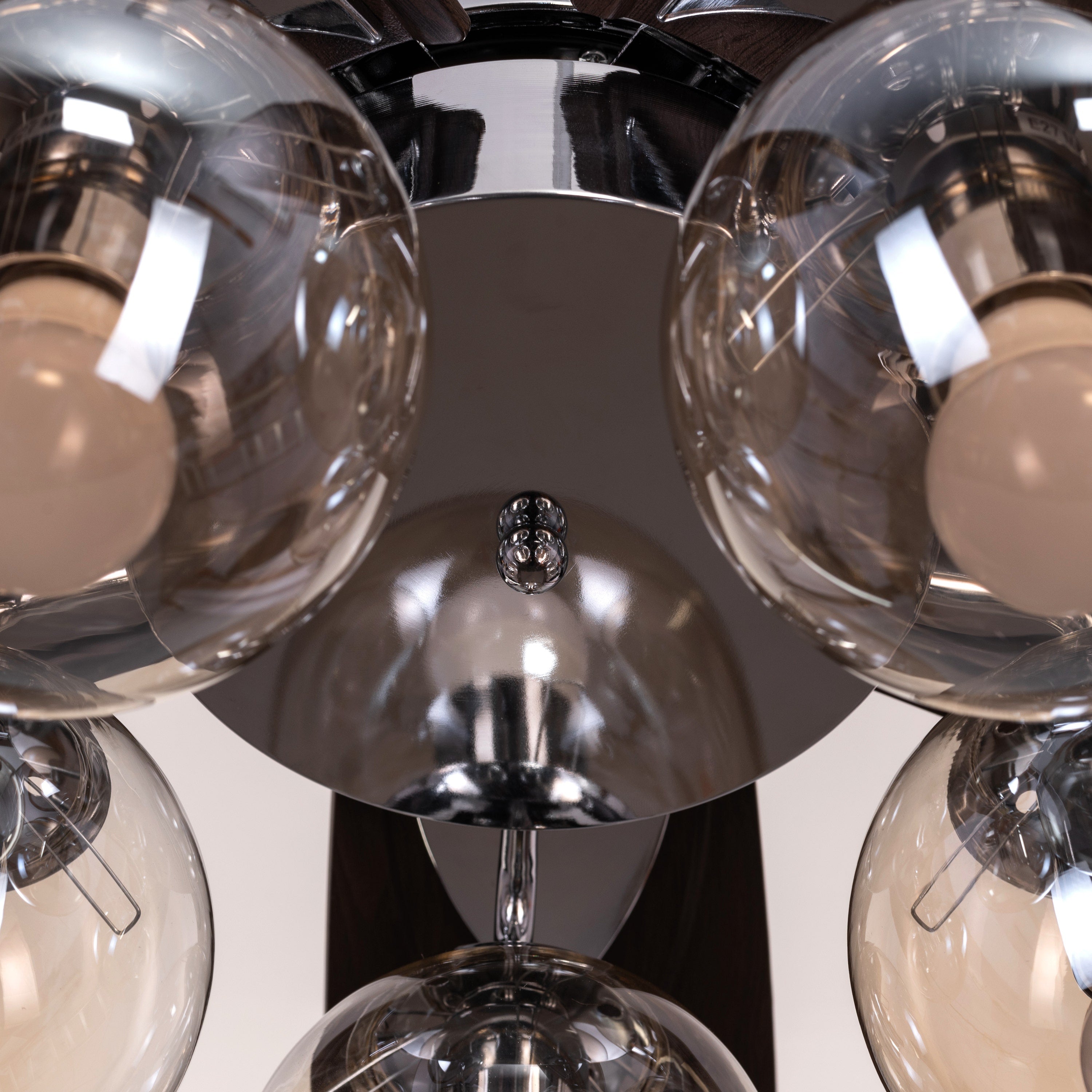 Bond Street (137 cm Span, Chrome Finish Metal Body, Walnut Finish ABS Blades) Chandelier Ceiling Fan