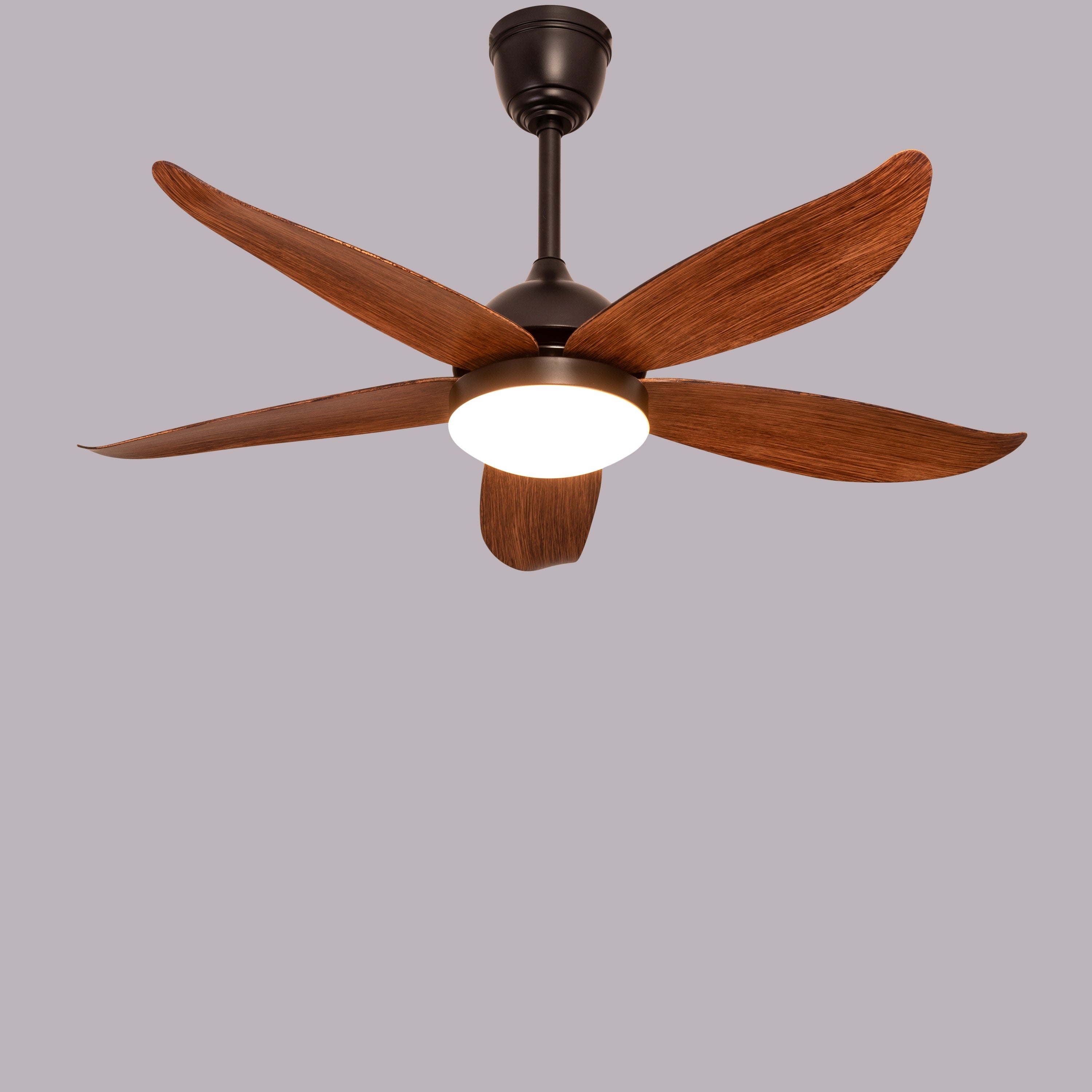 West Minister (122 cm Span, Matt Black Finish Metal Body, Teak Finish ABS Blades) Dimmable LED With Remote Control Ceiling Fan