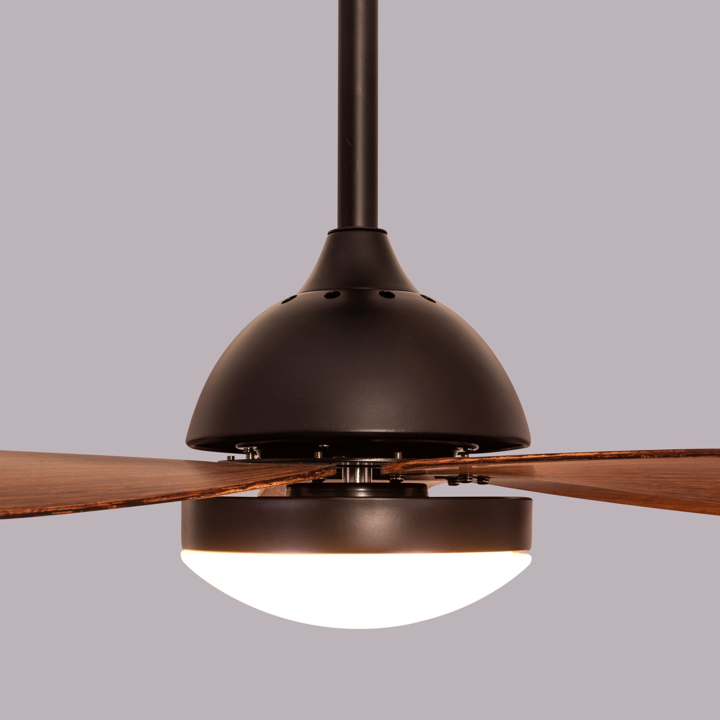 West Minister (122 cm Span, Matt Black Finish Metal Body, Teak Finish ABS Blades) Dimmable LED With Remote Control Ceiling Fan