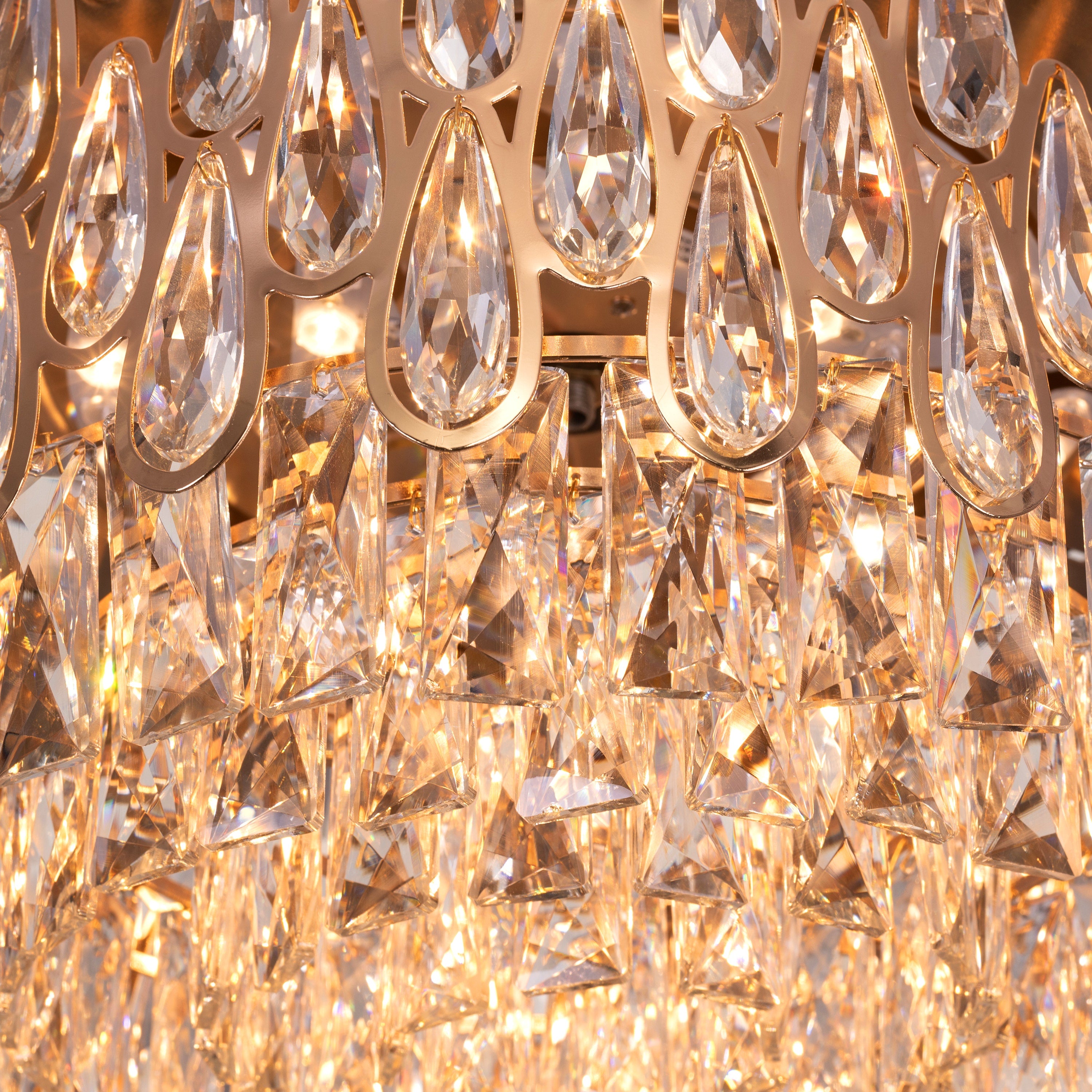 Flight Of Fancy (112 cm Span, Matte Gold Finish Metal Body, Transparent ABS Blades) Dimmable LEd With Remote Control Crystal Chandelier Ceiling Fan